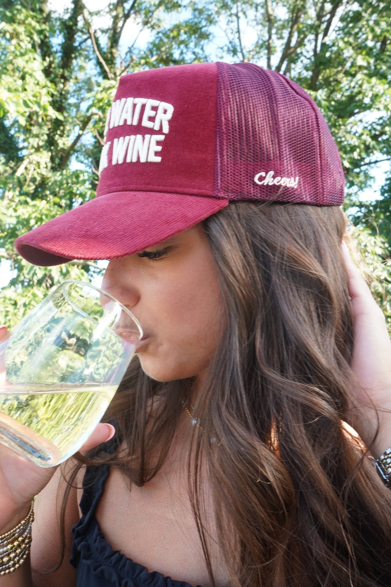 Save Water Drink Wine - Maroon Corduroy Trucker Hat - Shop LINNY CO