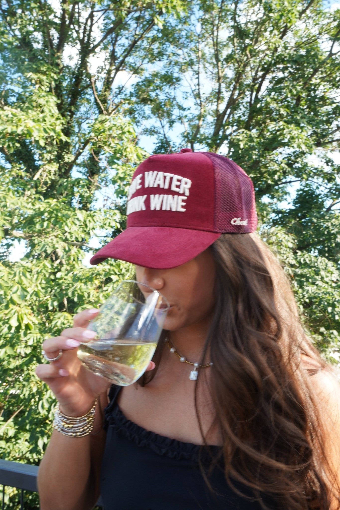 Save Water Drink Wine - Maroon Corduroy Trucker Hat - Shop LINNY CO