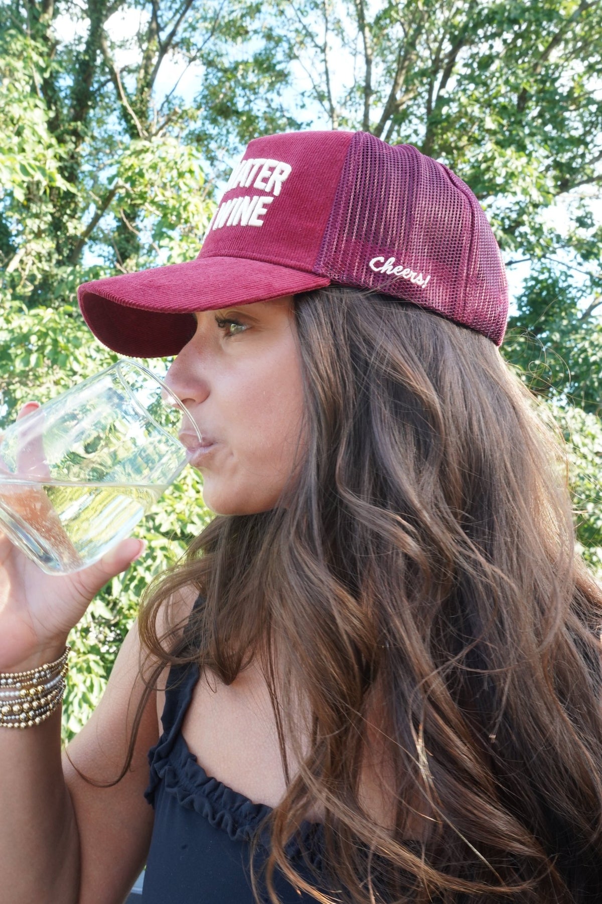 Save Water Drink Wine - Maroon Corduroy Trucker Hat - Shop LINNY CO