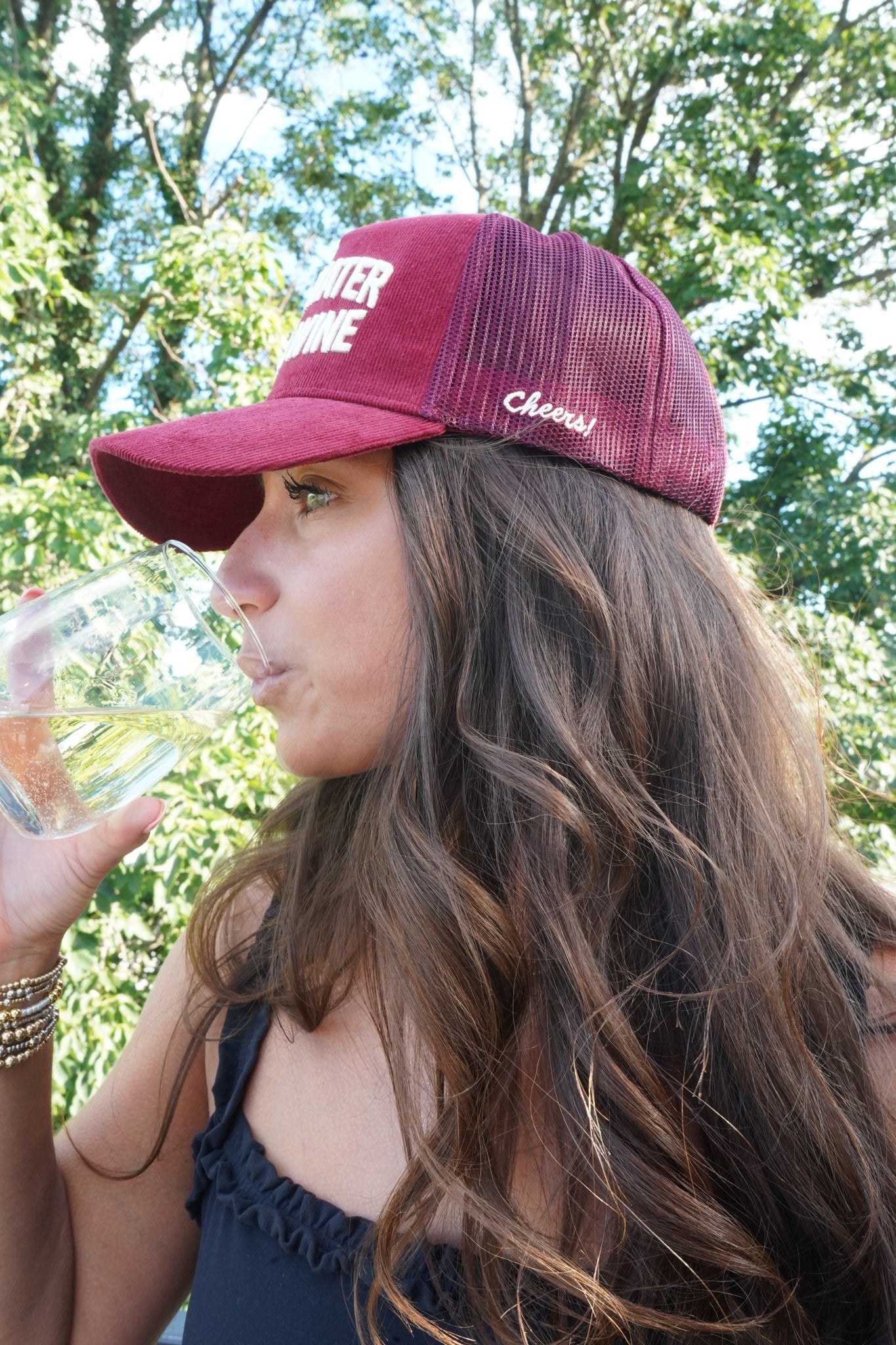 Save Water Drink Wine - Maroon Corduroy Trucker Hat - Shop LINNY CO