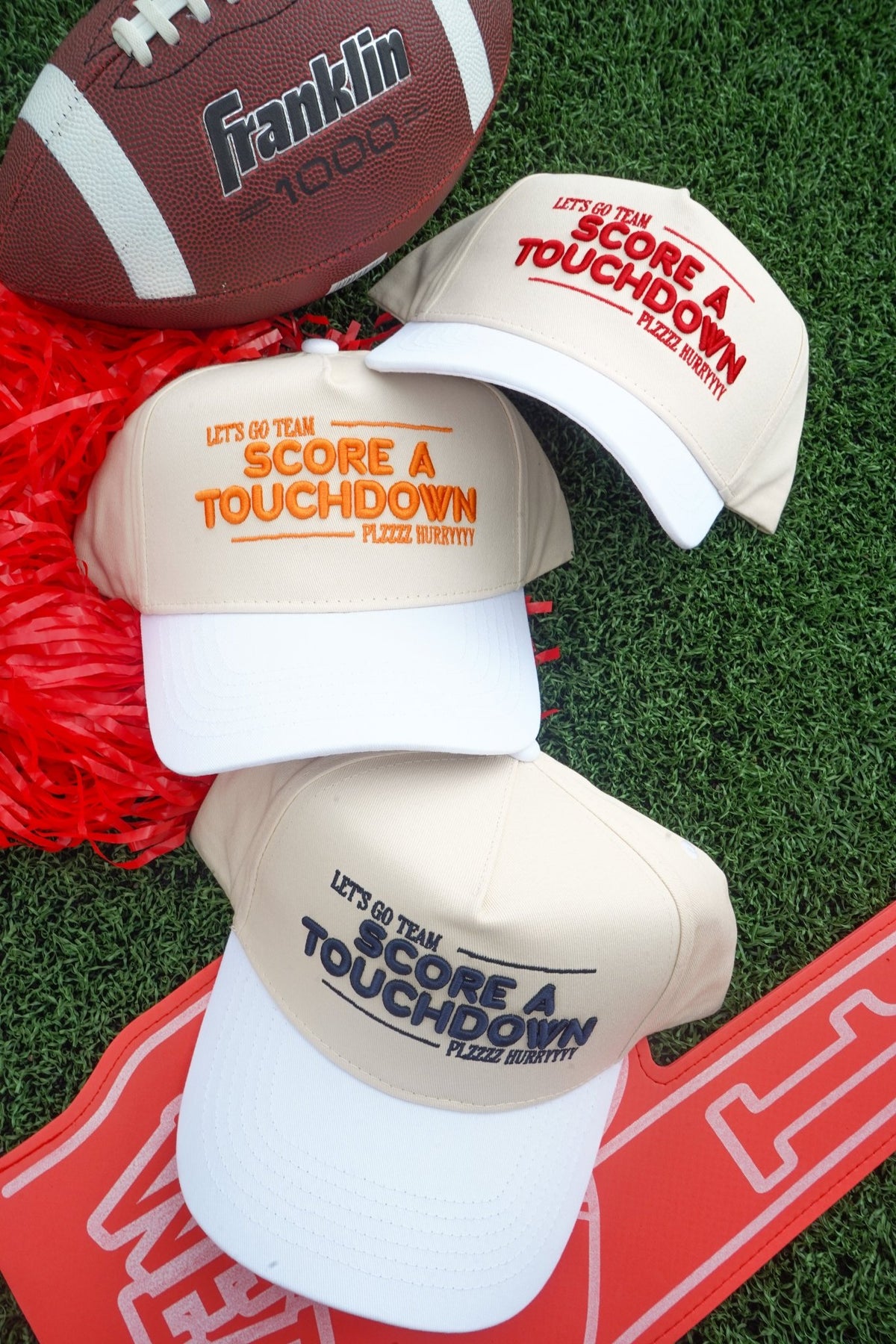 Score a Touchdown Plz Hurry - White Vintage Trucker Hat - Shop LINNY CO