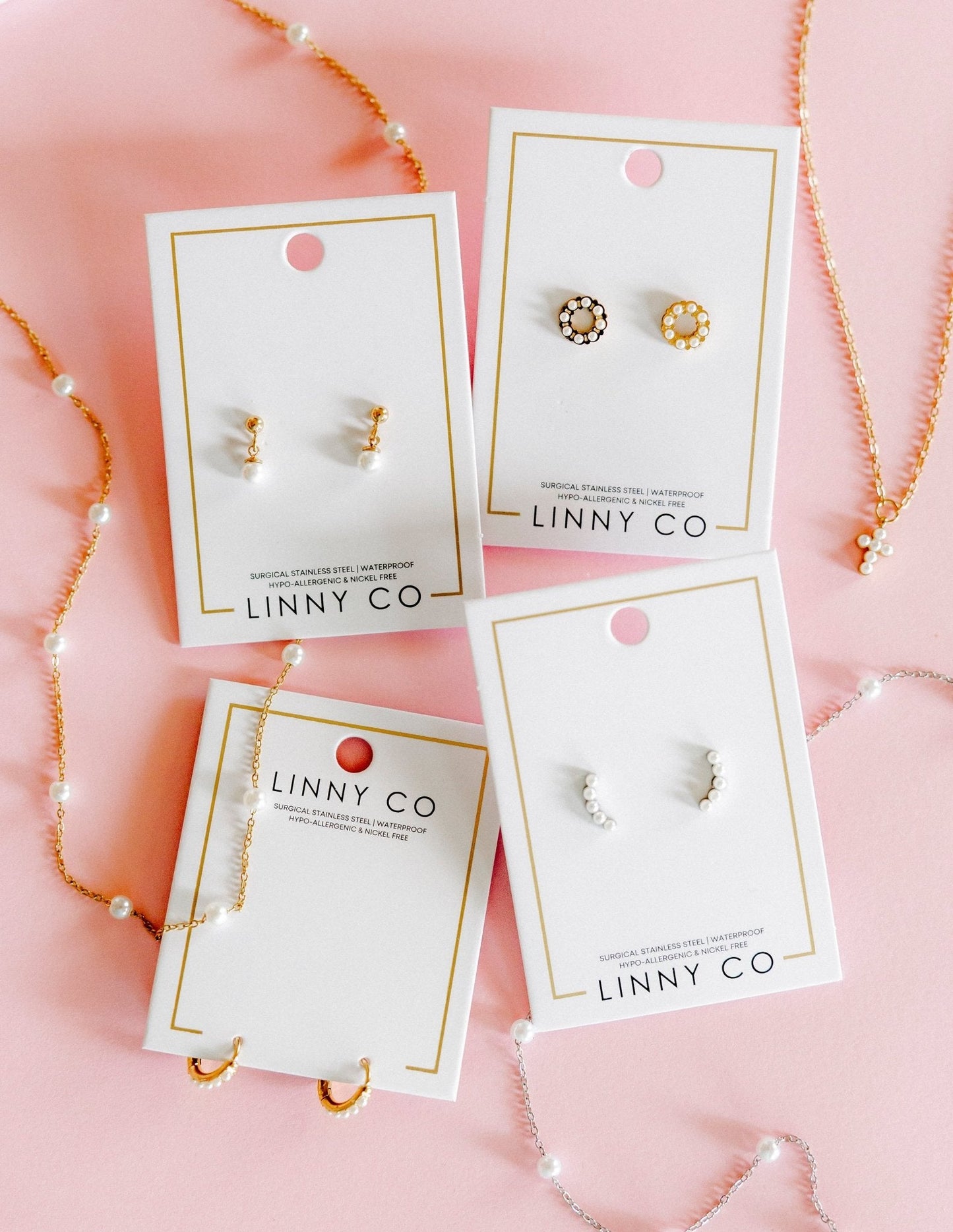 Screwback Stud Earrings - Abigail Pearl Silver - LINNY CO Wholesale