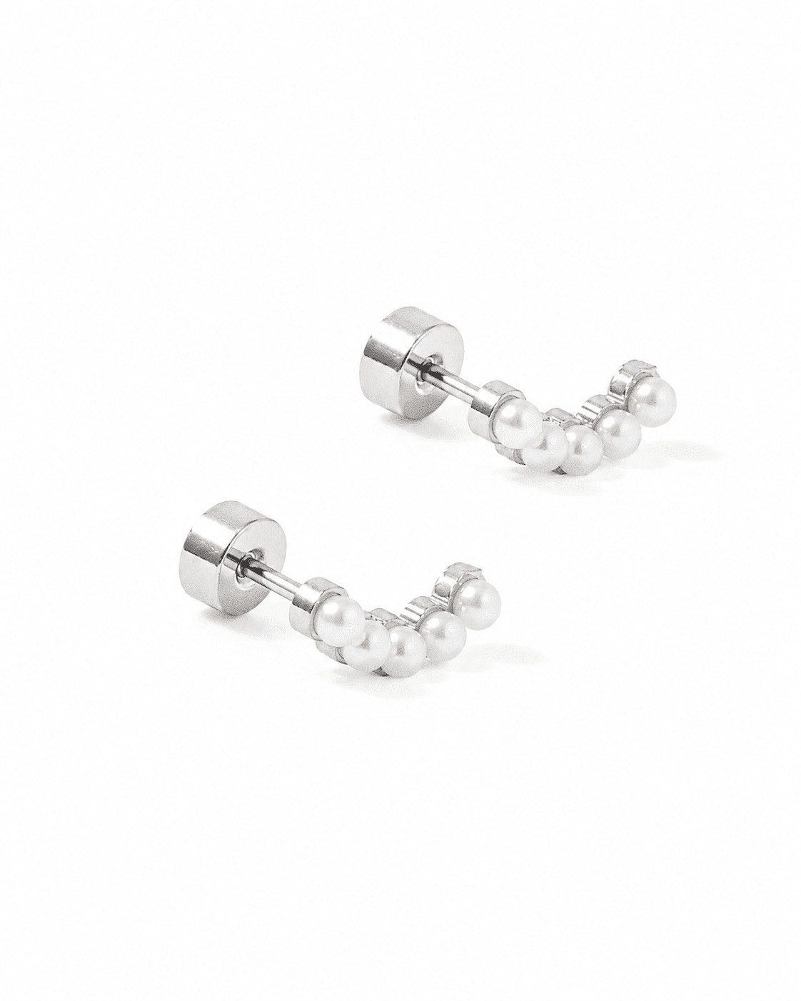 Screwback Stud Earrings - Abigail Pearl Silver - Shop LINNY CO