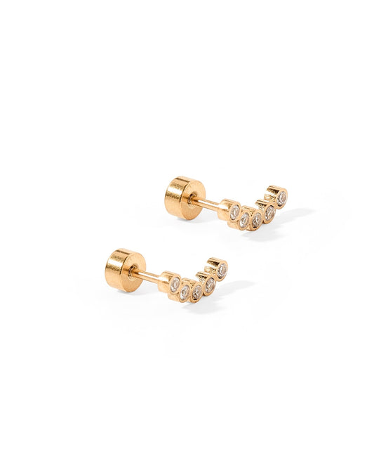 Screwback Stud Earrings - Abigail Sparkle Gold - Shop LINNY CO