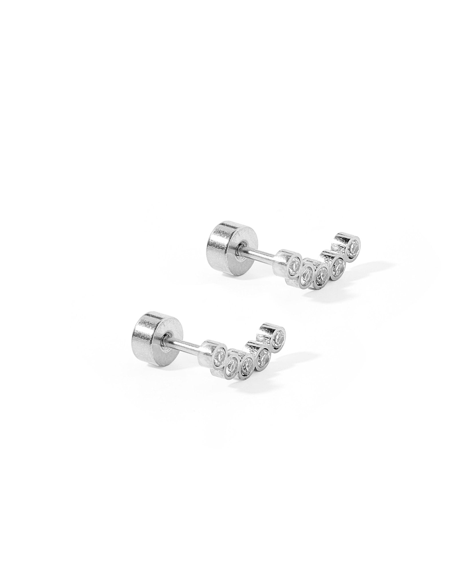 Screwback Stud Earrings - Abigail Sparkle Silver - Shop LINNY CO