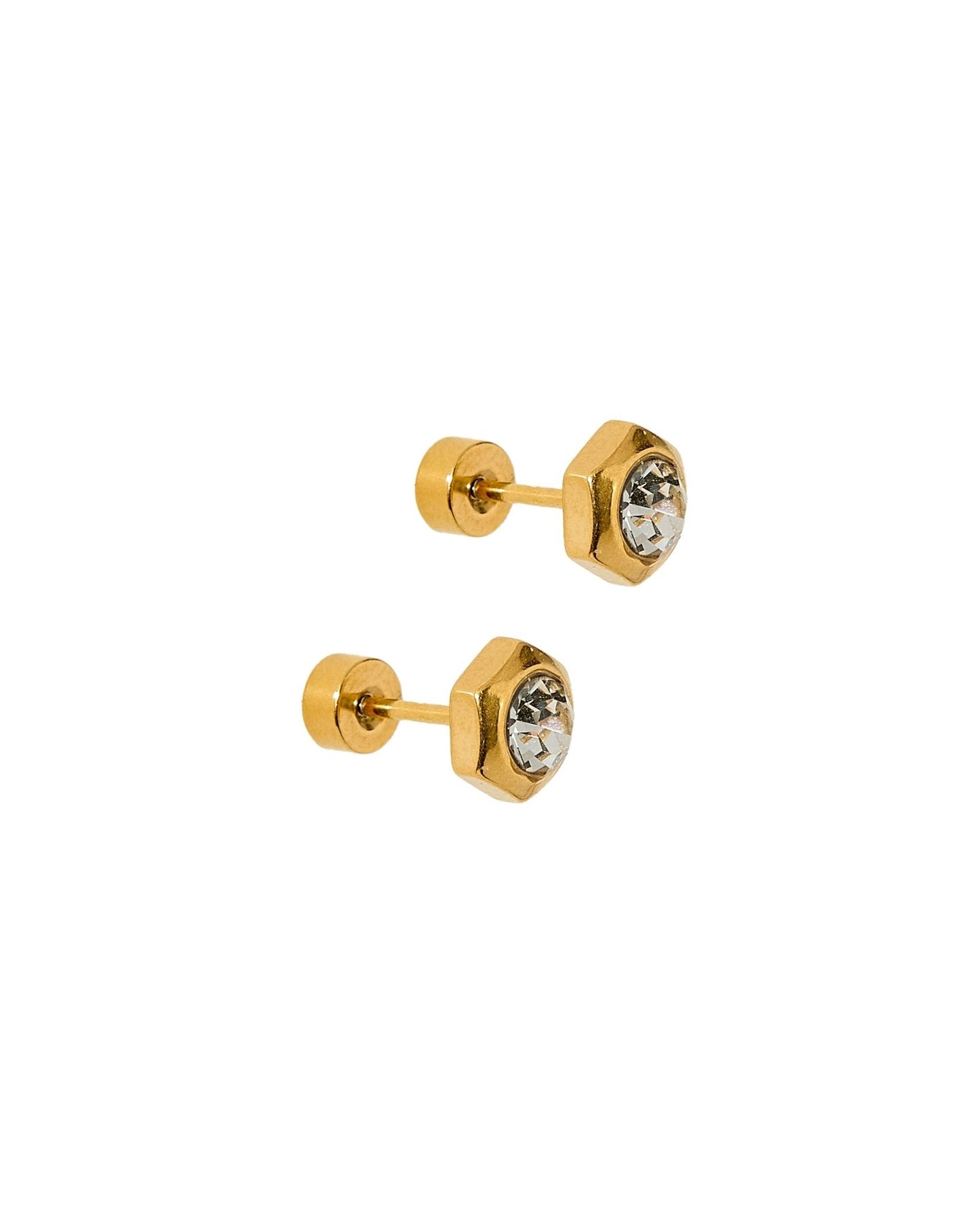 Screwback Stud Earrings - Addison Clear Gold - Shop LINNY CO