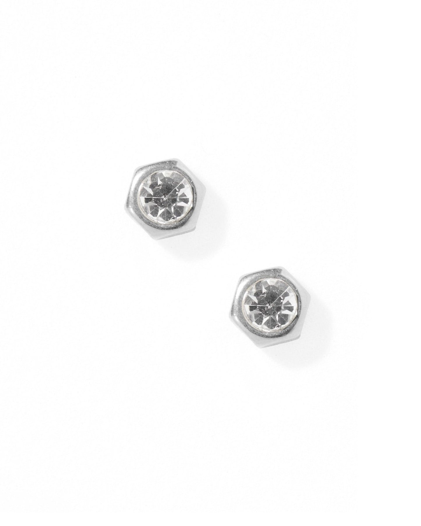 Screwback Stud Earrings - Addison Clear Silver - Shop LINNY CO
