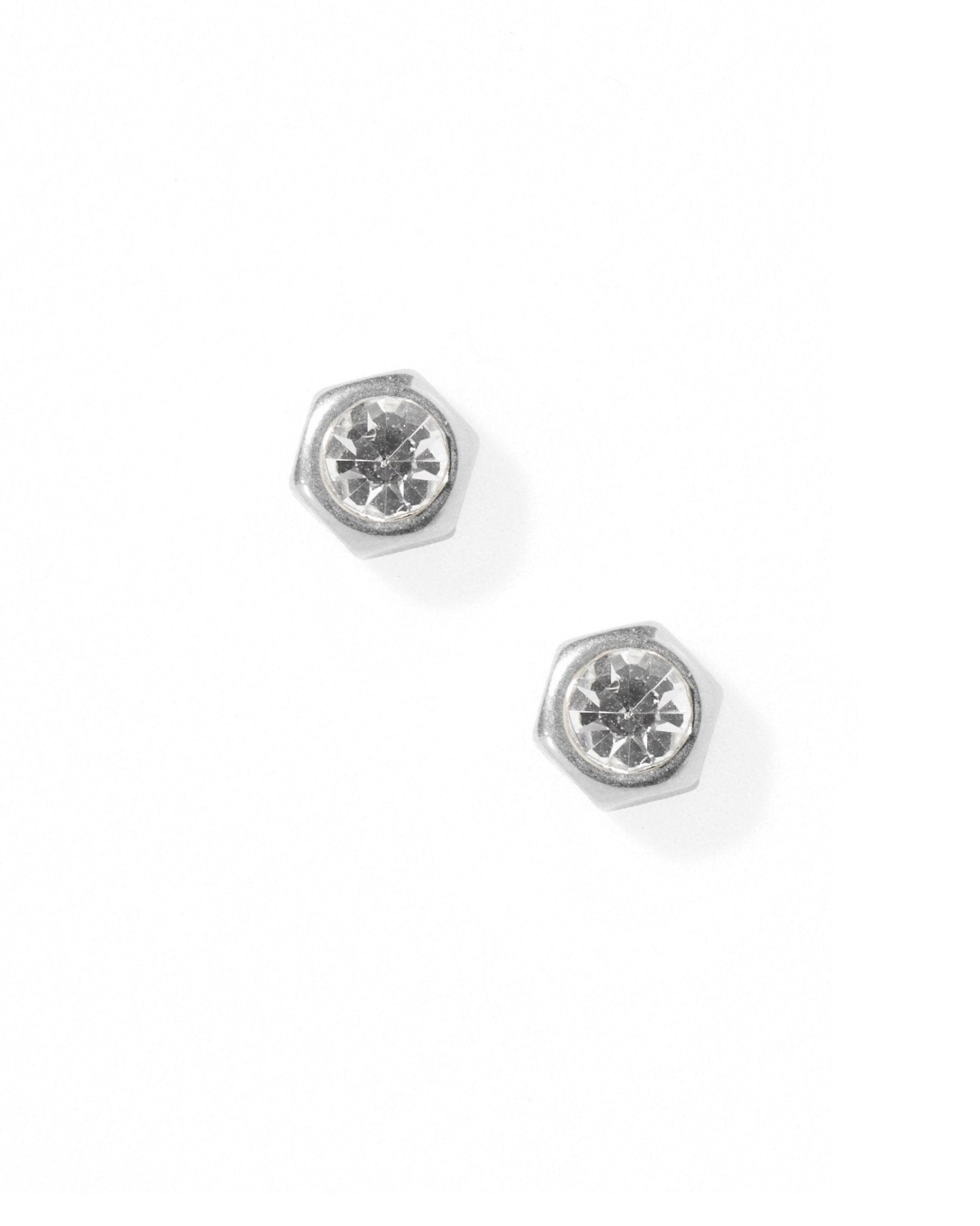 Screwback Stud Earrings - Addison Clear Silver - Shop LINNY CO
