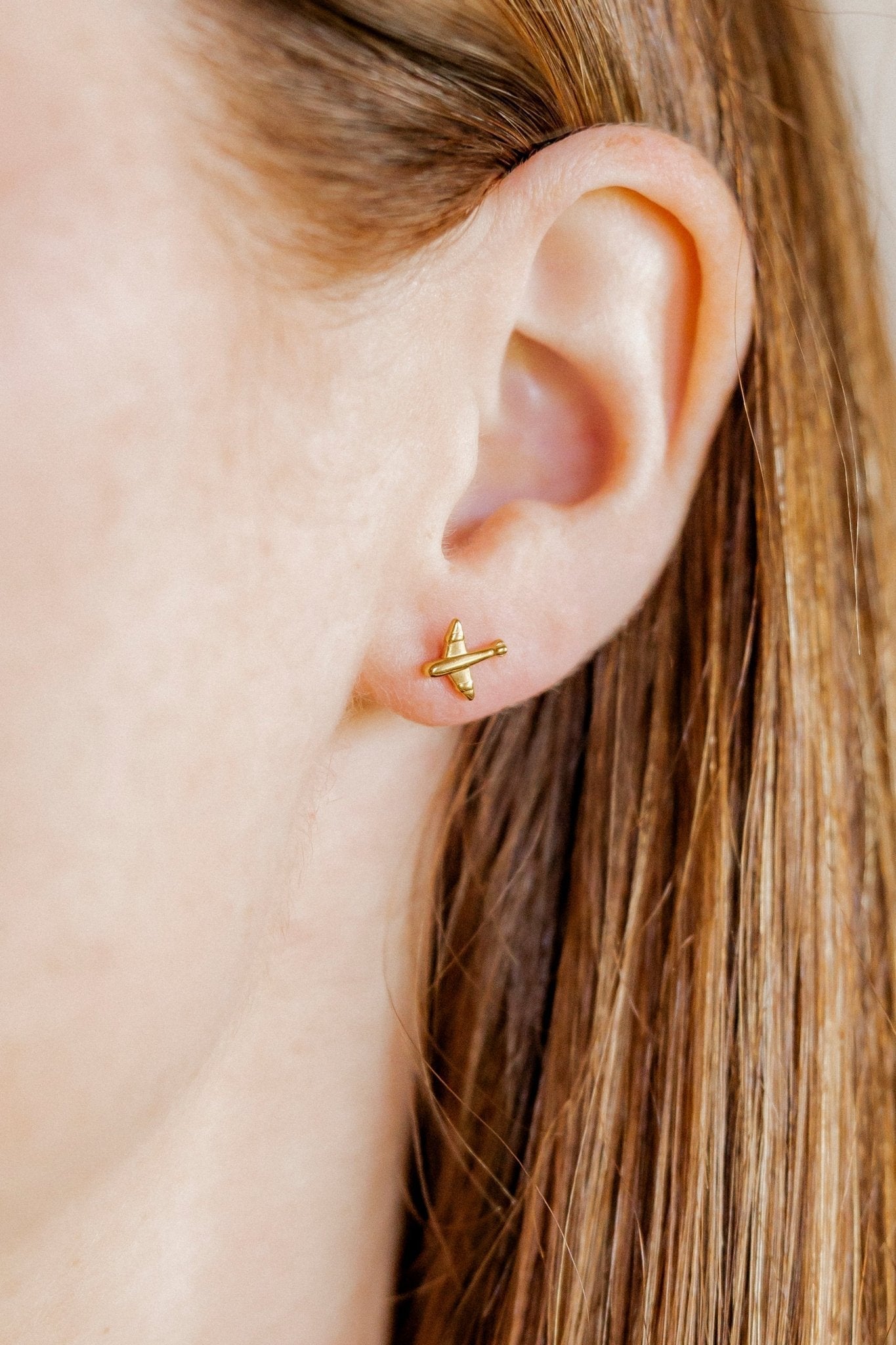 Screwback Stud Earrings - Airplane Gold - Shop LINNY CO