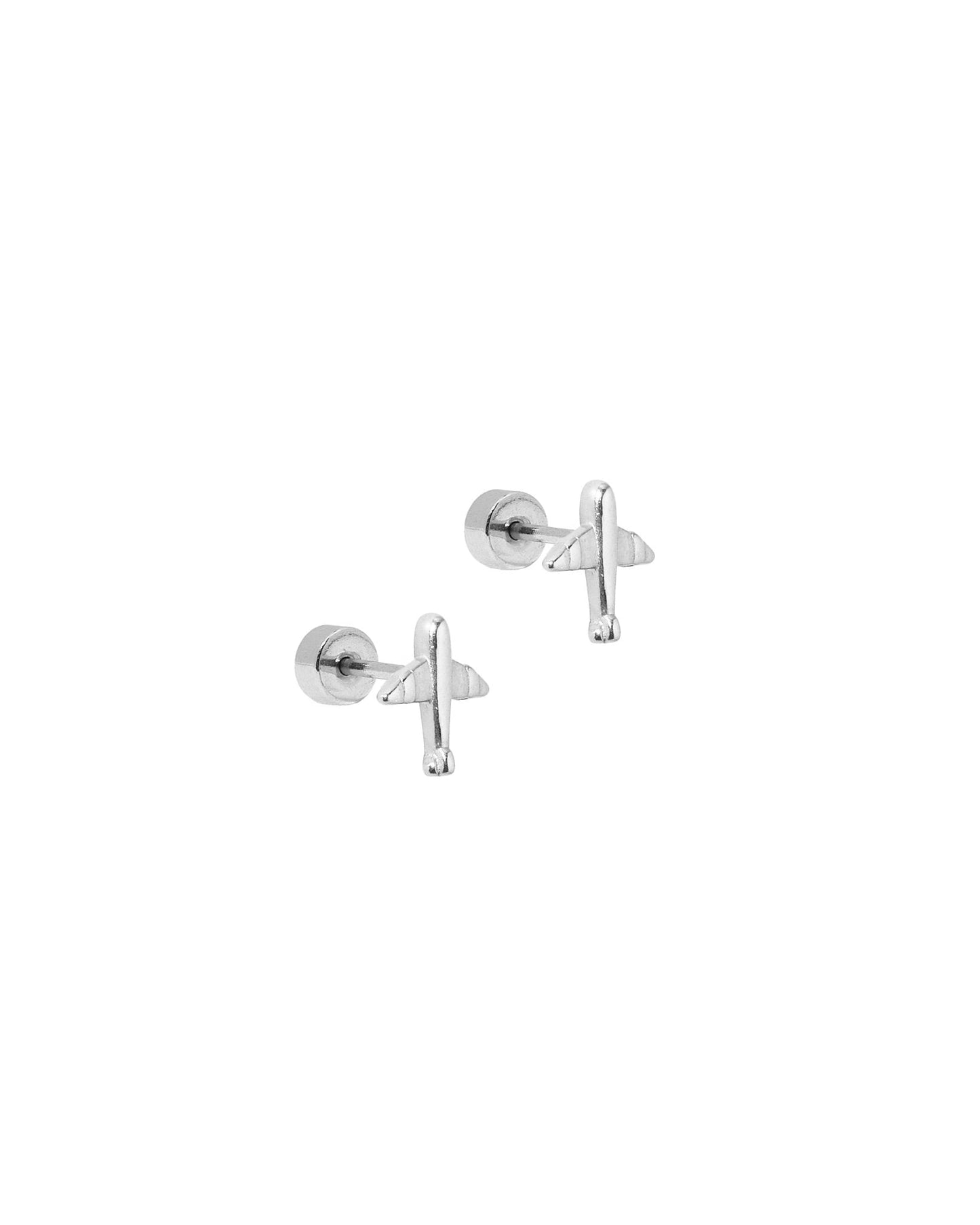 Screwback Stud Earrings - Airplane Silver - Shop LINNY CO