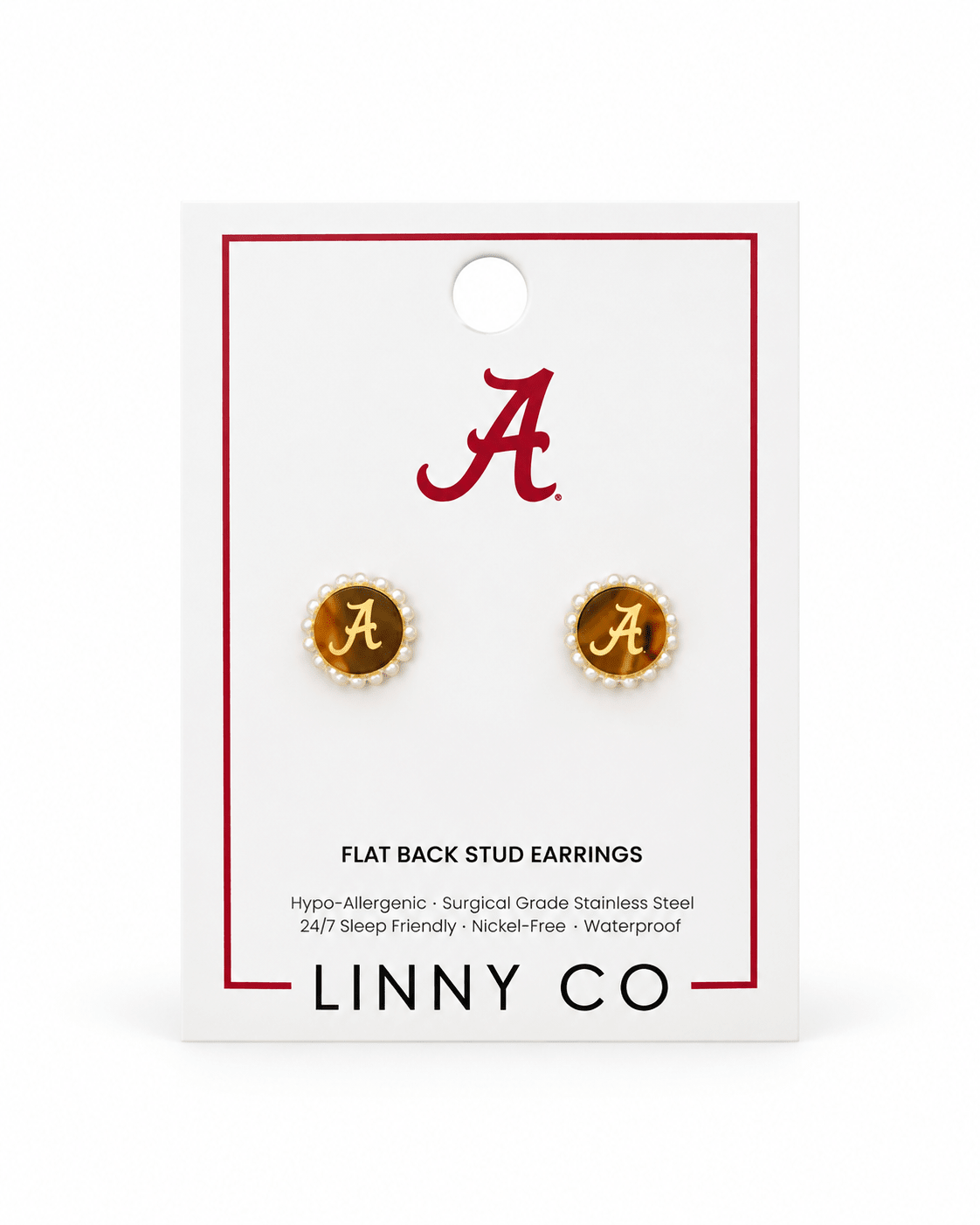 Screwback Stud Earrings - Alabama Crimson Tide Alice Gold - Shop LINNY CO