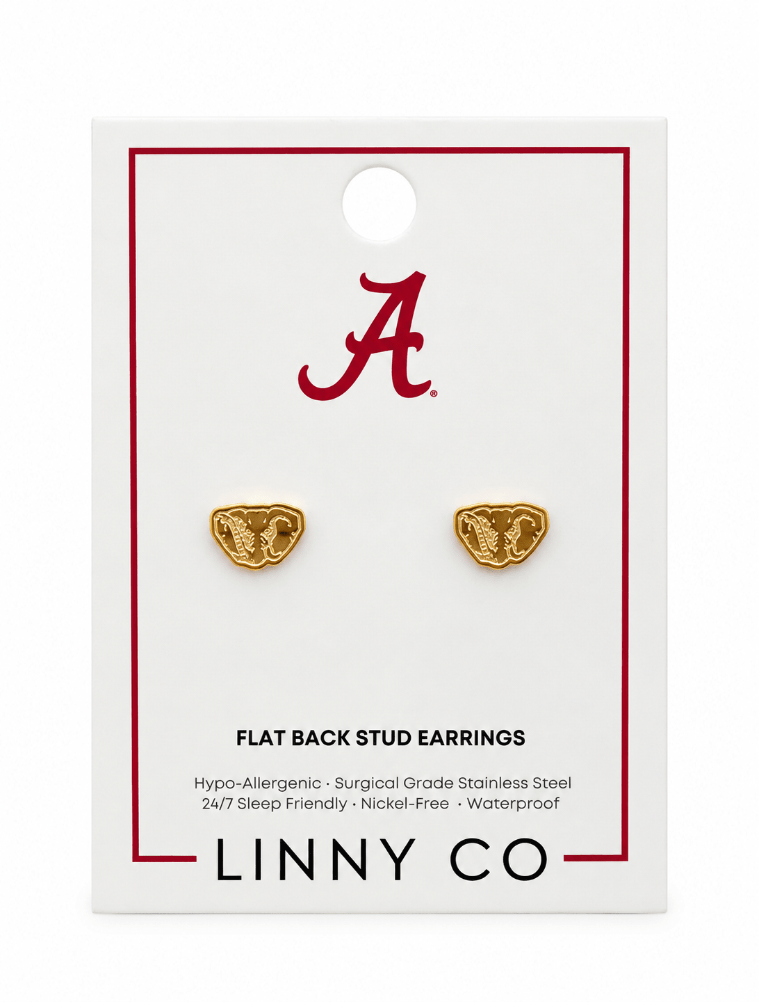 Screwback Stud Earrings - Alabama Crimson Tide Elephant Mascot Gold - Shop LINNY CO