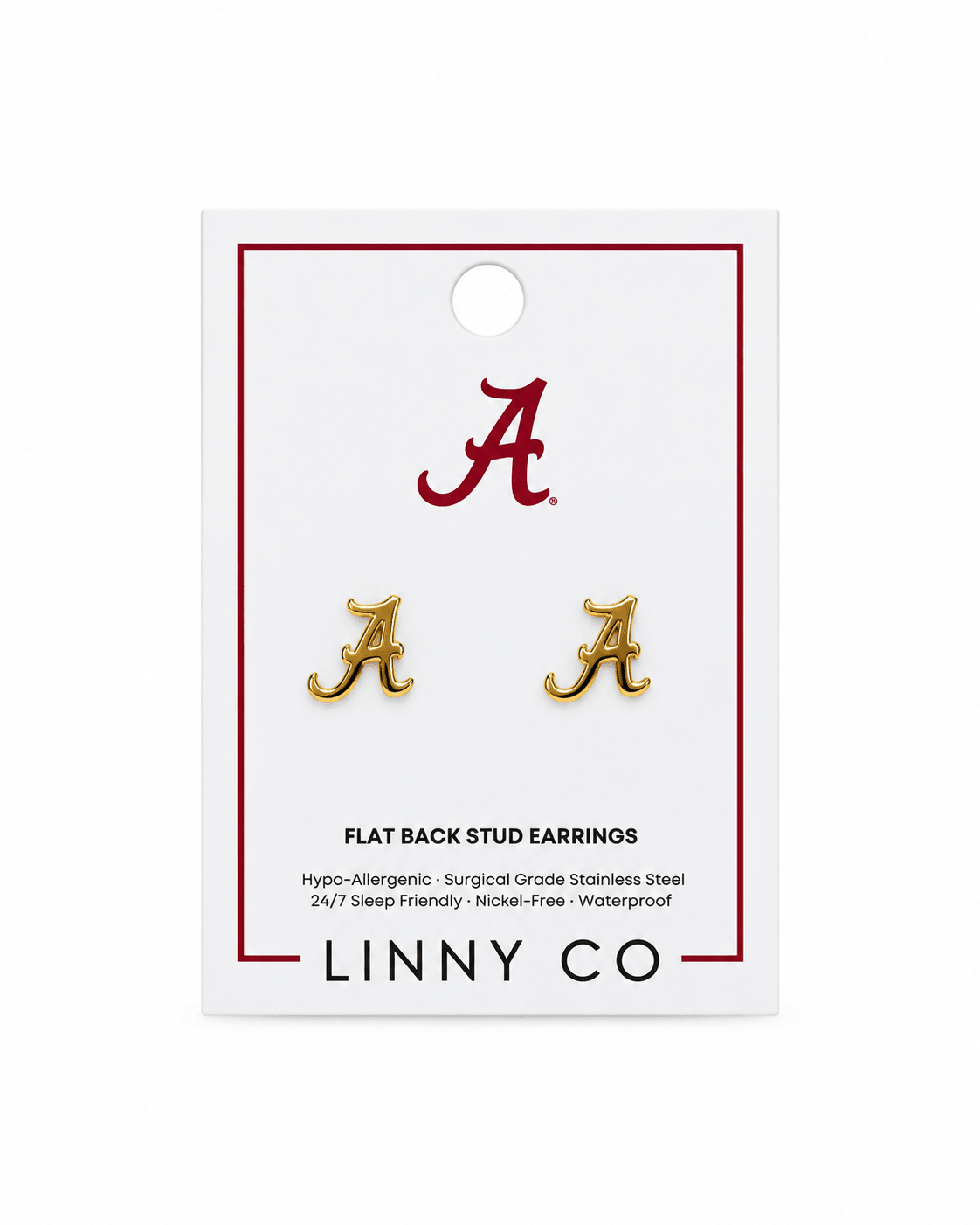 Screwback Stud Earrings - Alabama Crimson Tide Script A Gold - Shop LINNY CO