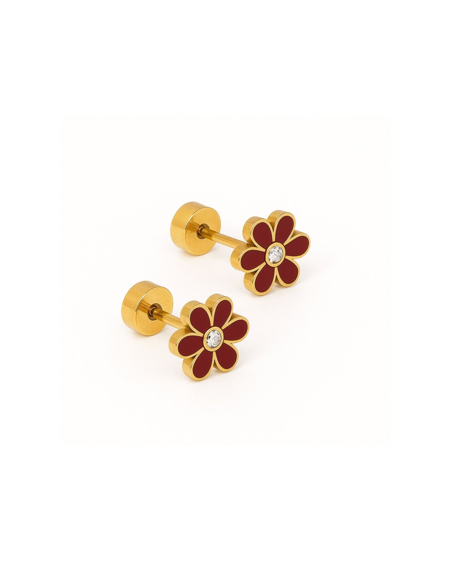 Screwback Stud Earrings - Alli Maroon - Shop LINNY CO