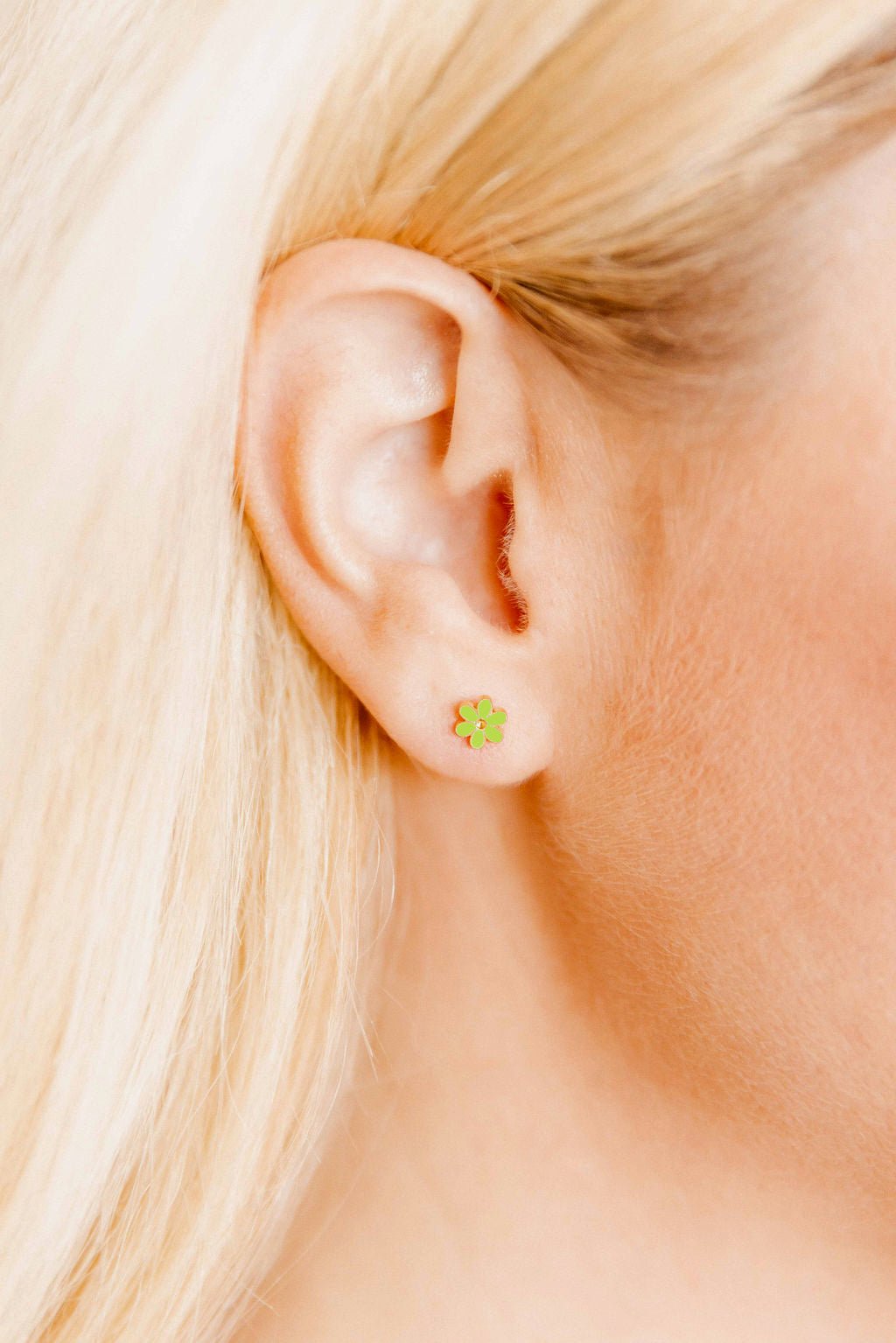 Screwback Stud Earrings - Alli Neon Green - Shop LINNY CO