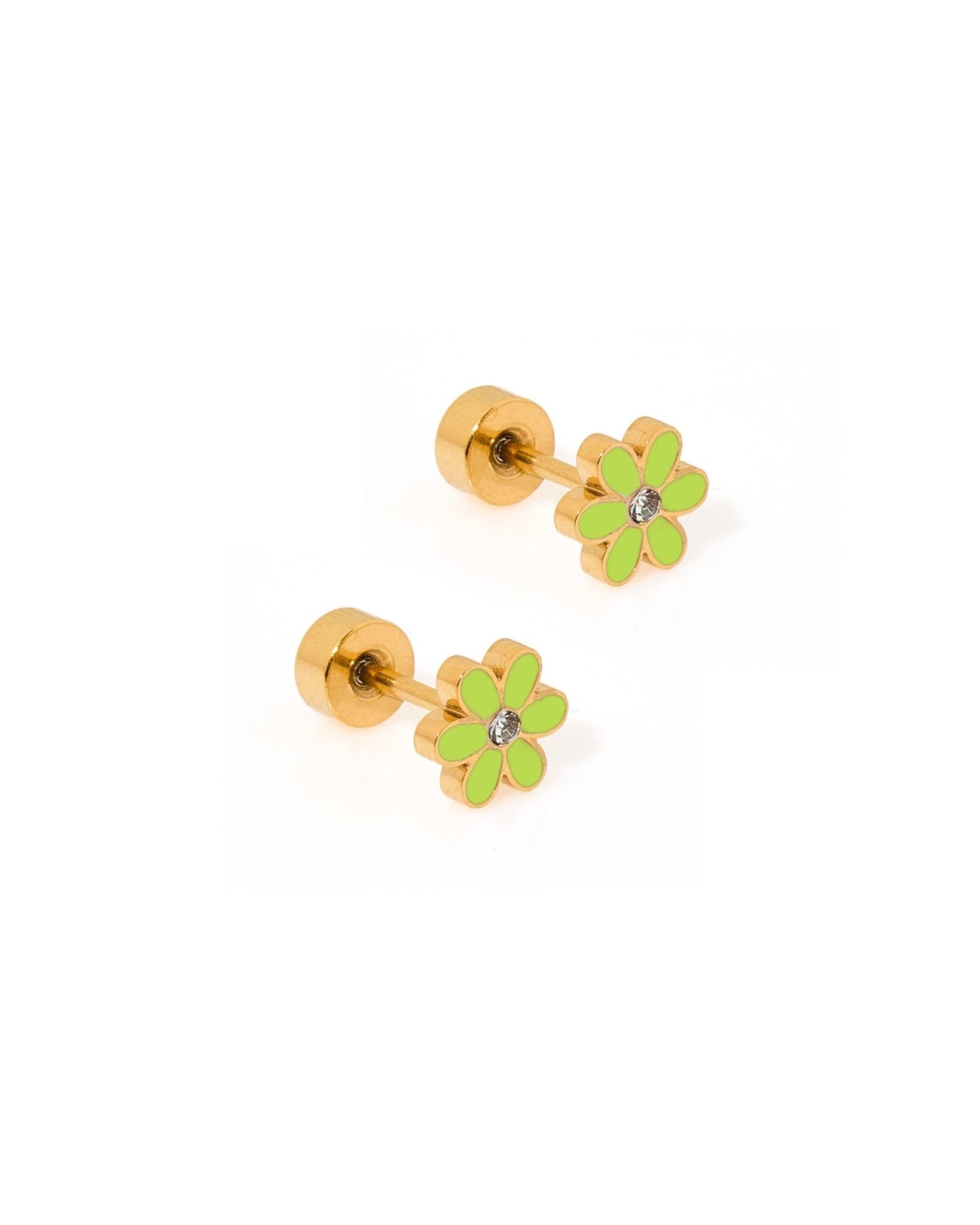 Screwback Stud Earrings - Alli Neon Green - Shop LINNY CO
