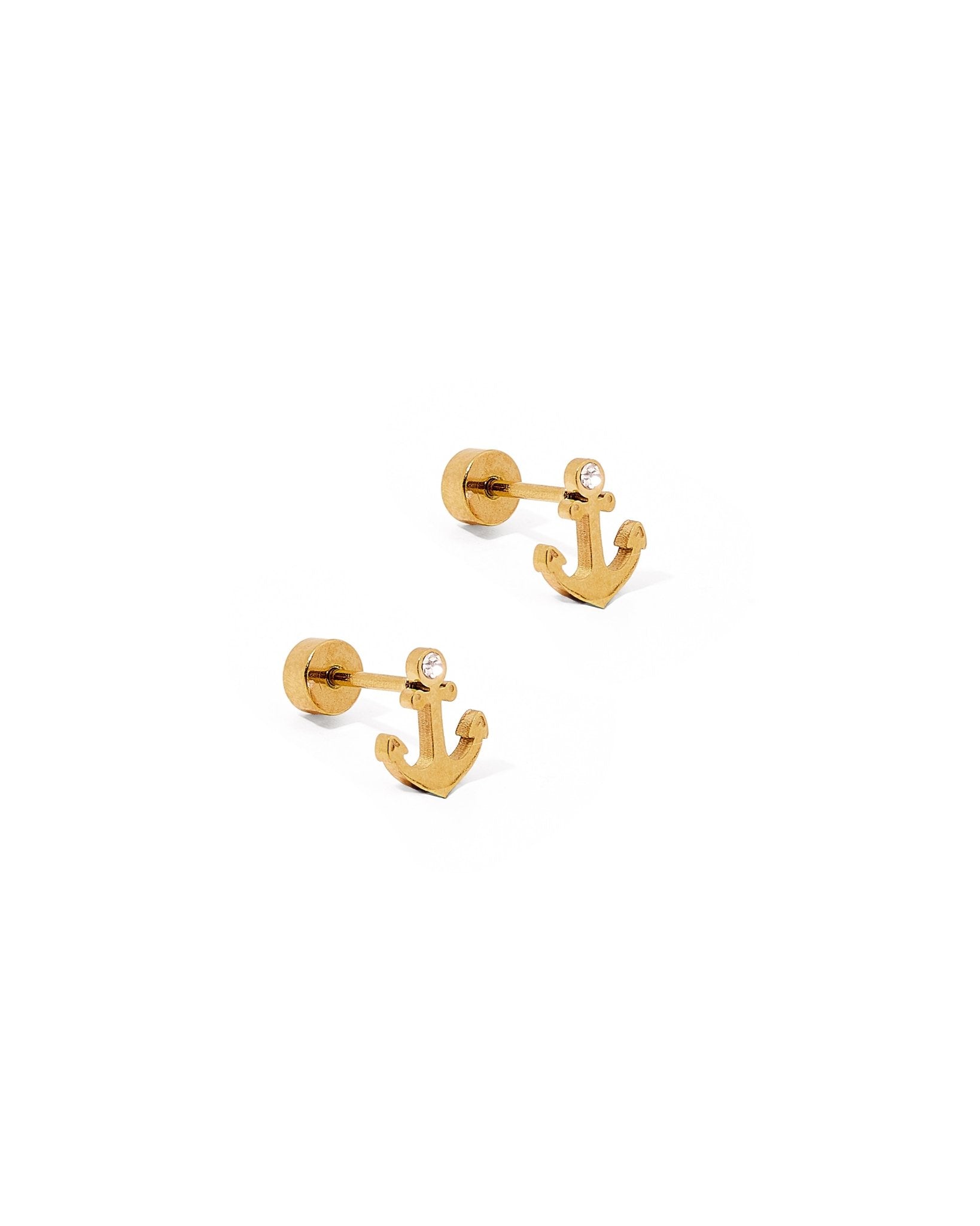 Screwback Stud Earrings - Anchor - Shop LINNY CO