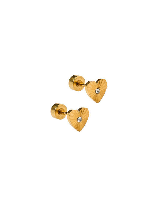 Screwback Stud Earrings - Andrea Heart - Shop LINNY CO