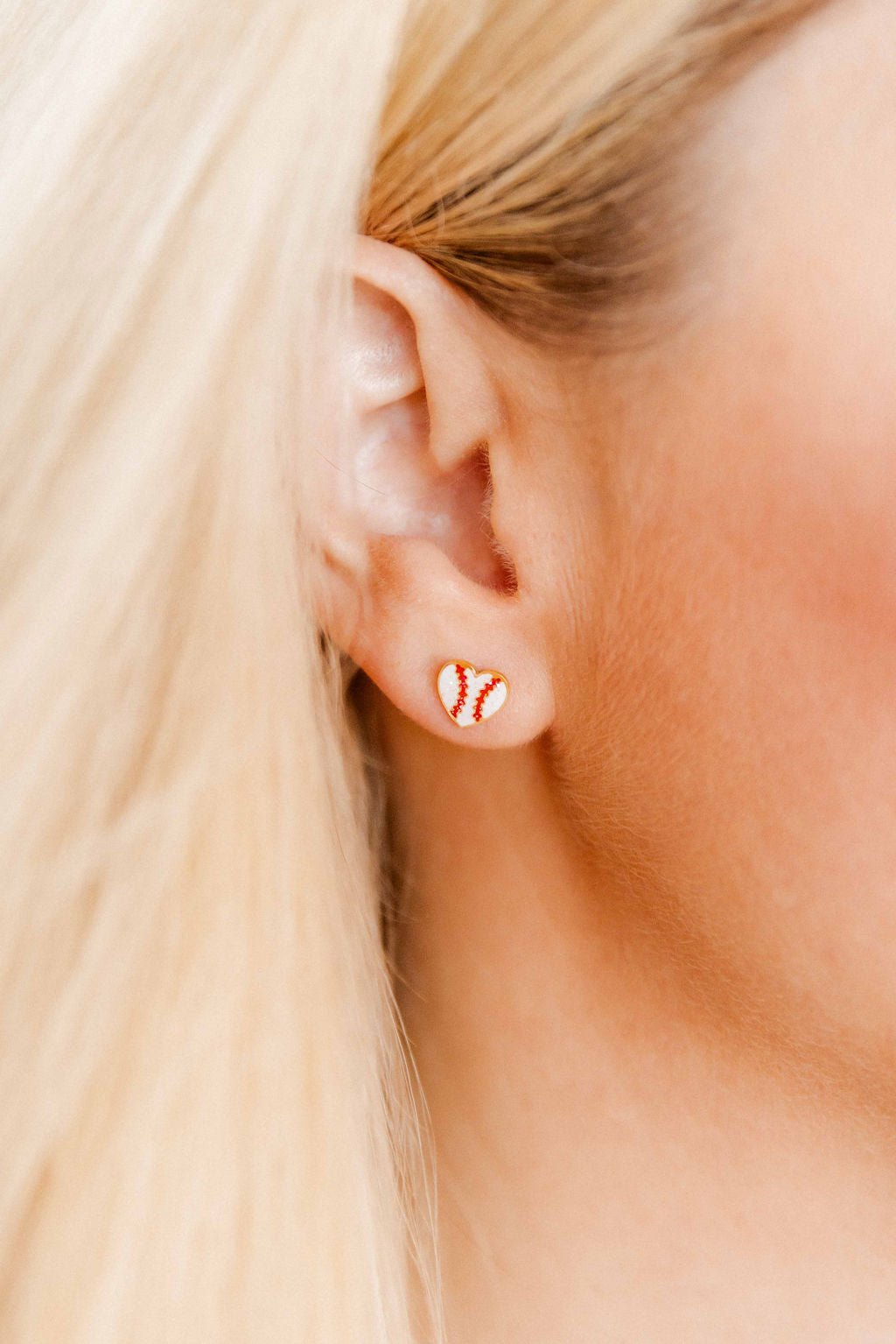 Screwback Stud Earrings - Baseball Heart - Shop LINNY CO