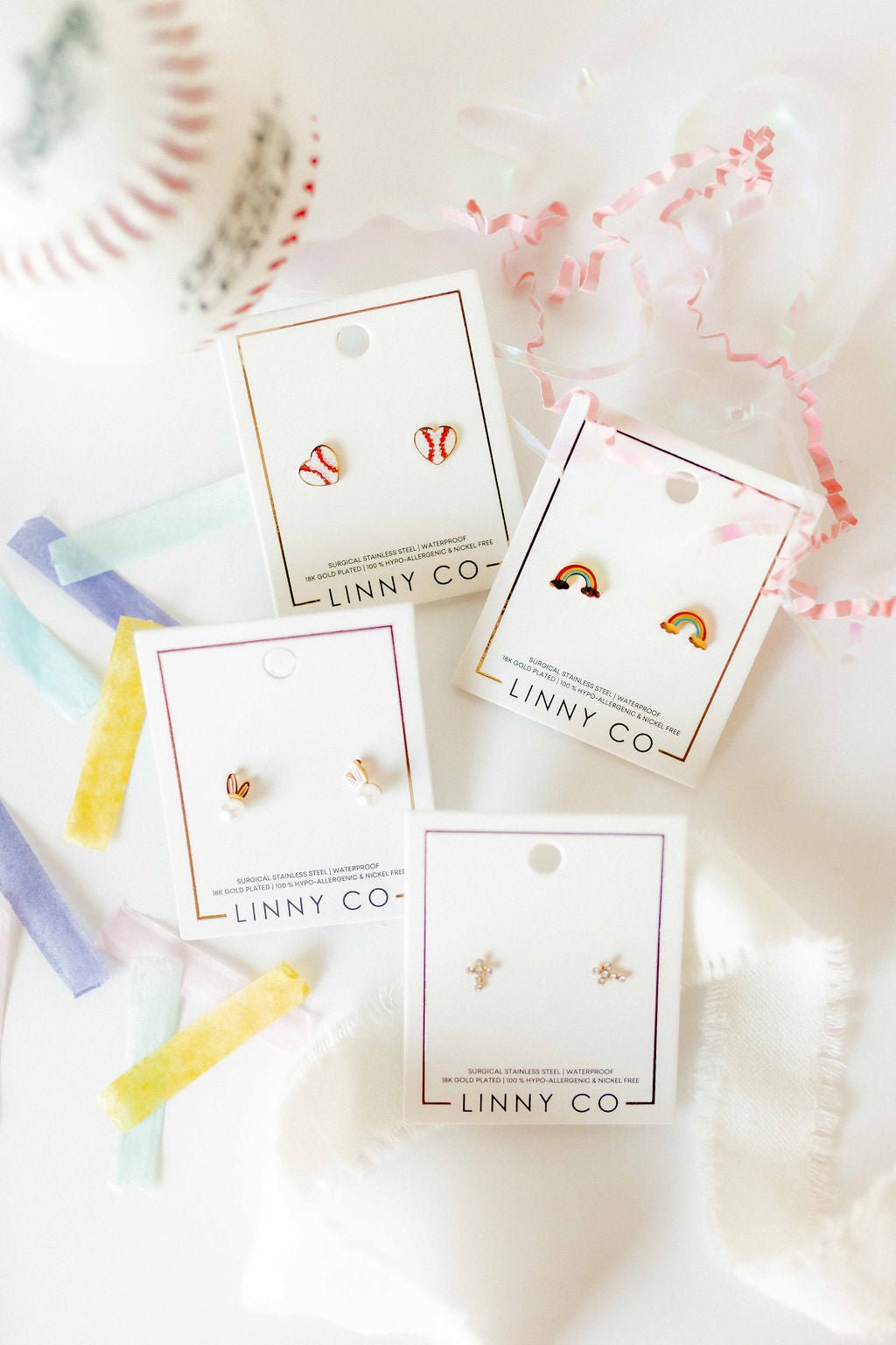 Screwback Stud Earrings - Baseball Heart - Shop LINNY CO