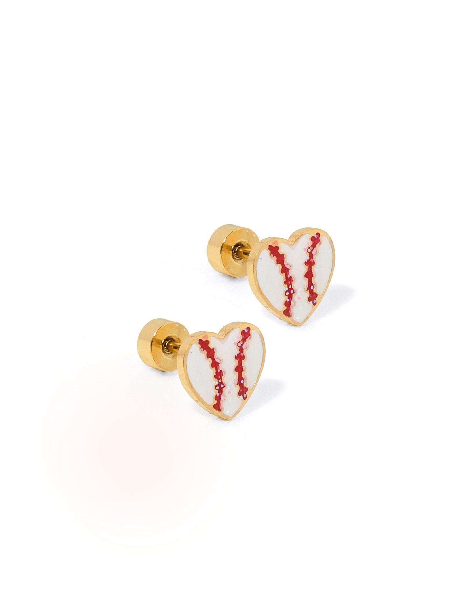 Screwback Flatback Stud Earrings - Baseball Mom Heart – Shop LINNY CO