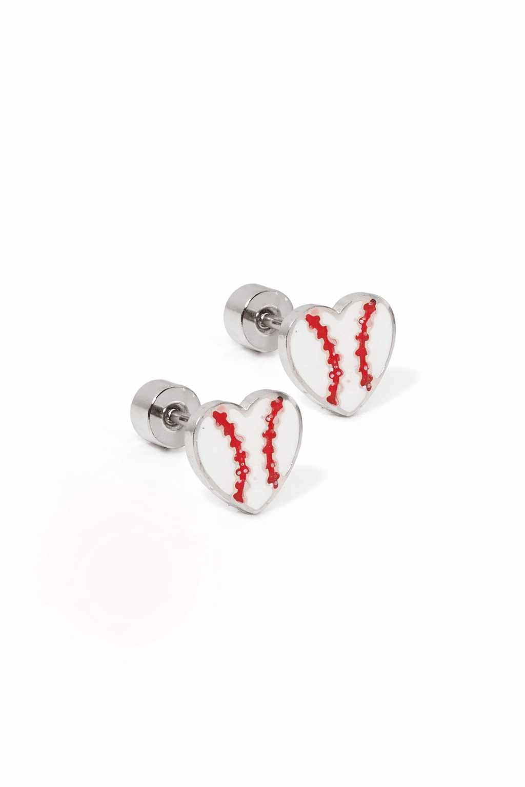 Screwback Stud Earrings - Baseball Silver - Shop LINNY CO