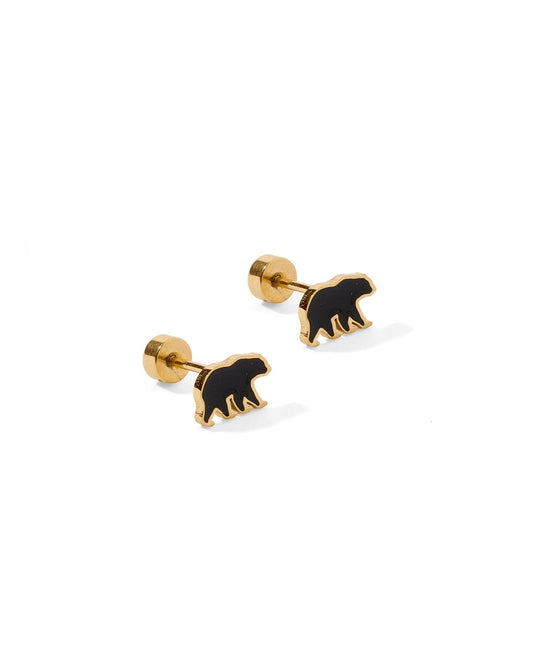 Screwback Stud Earrings - Black Bear - Shop LINNY CO