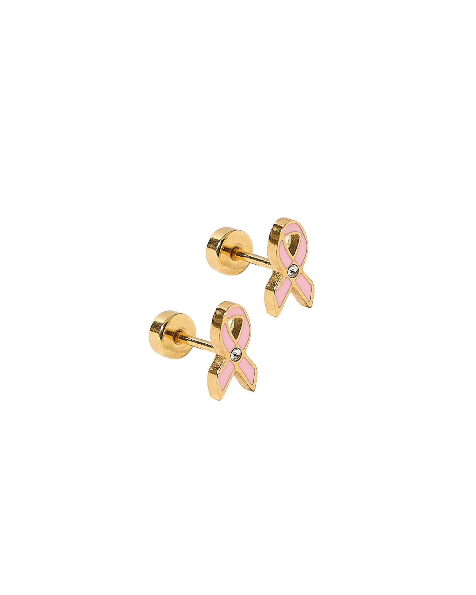 Screwback Stud Earrings - Breast Cancer Ribbon PREORDER - Shop LINNY CO
