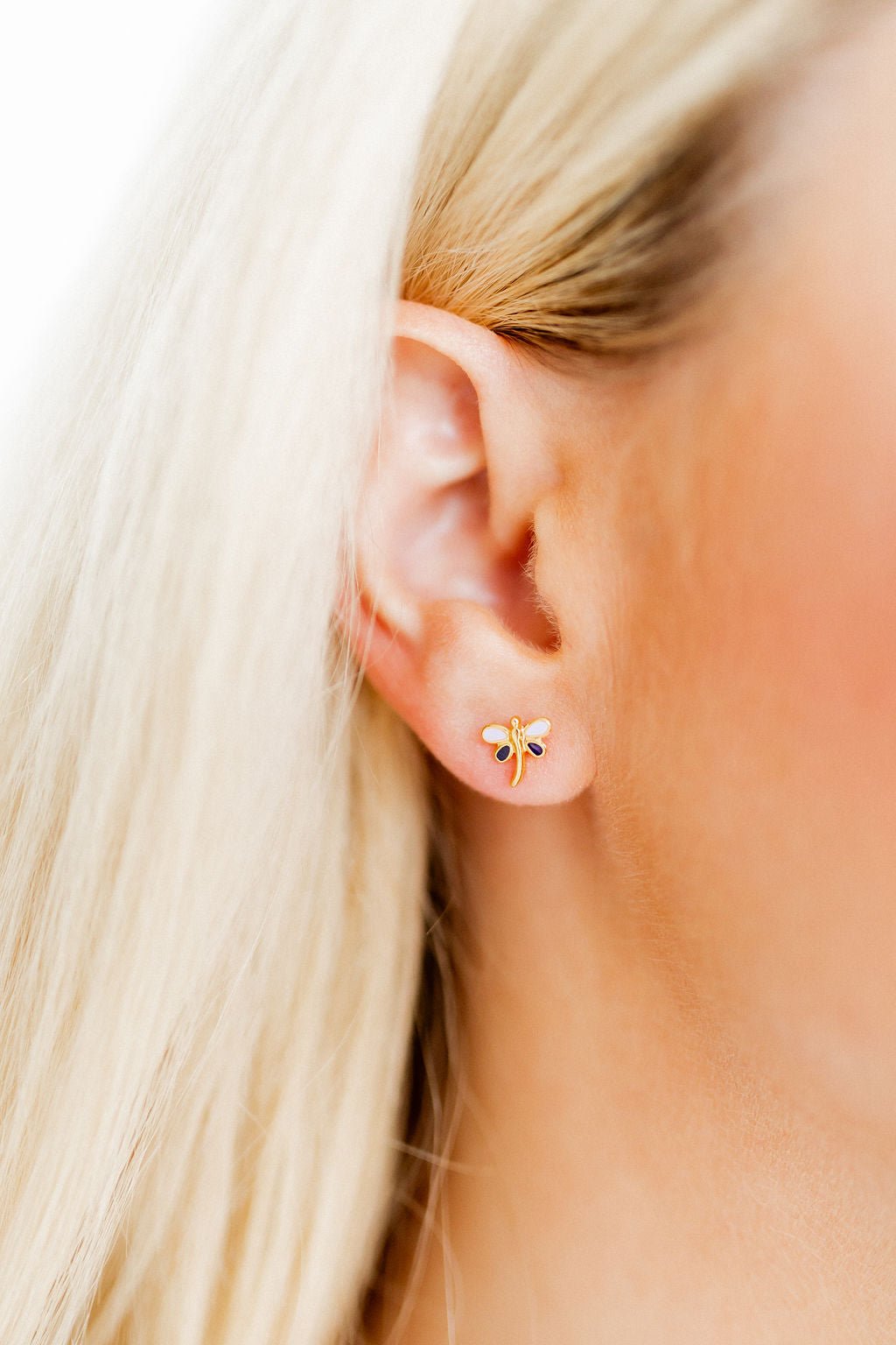 Screwback Stud Earrings - Bri Butterfly White and Black - Shop LINNY CO