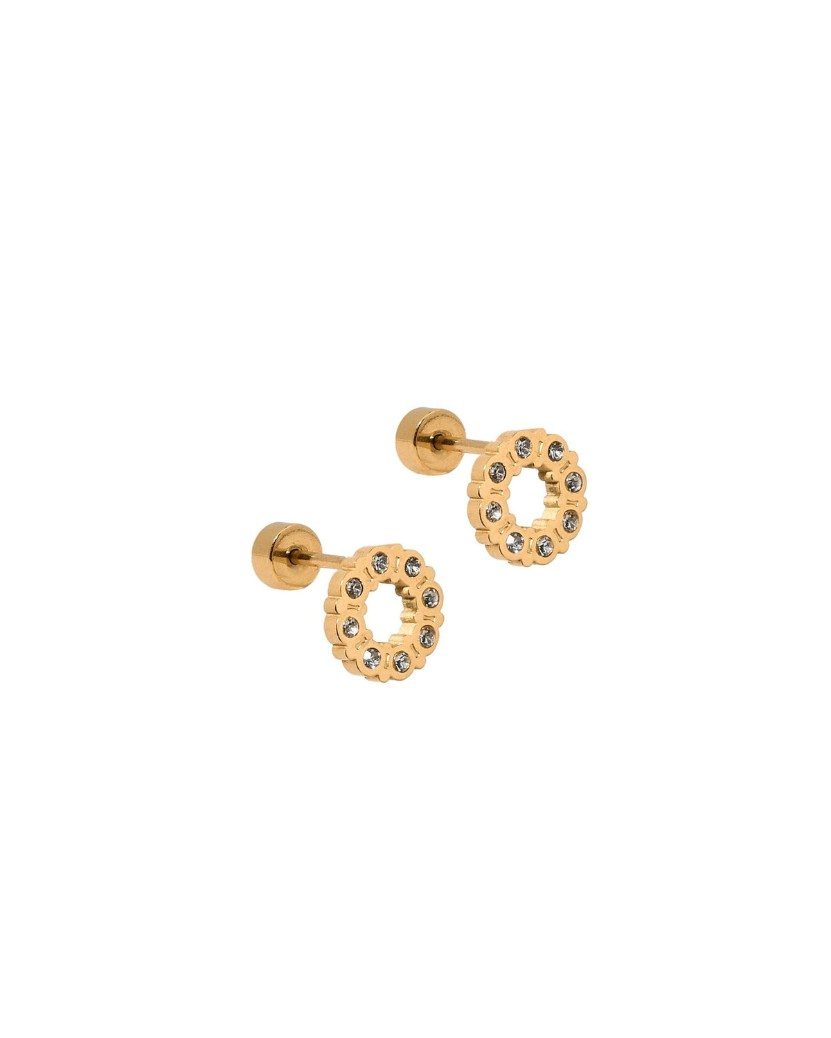 Screwback Stud Earrings - Brinley CZ Gold - Shop LINNY CO