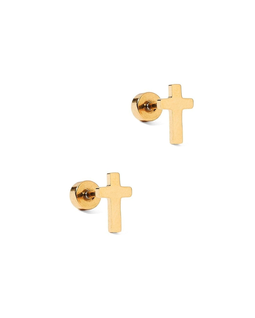 Screwback Stud Earrings - Catherine Cross Gold - Shop LINNY CO