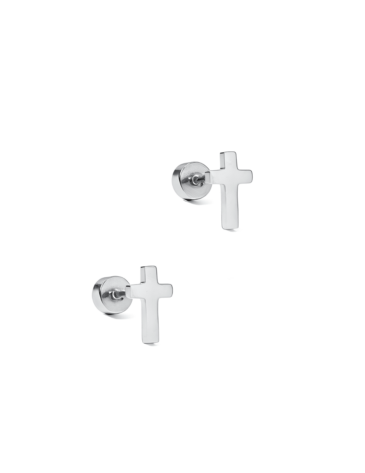 Screwback Stud Earrings - Catherine Cross Silver - Shop LINNY CO