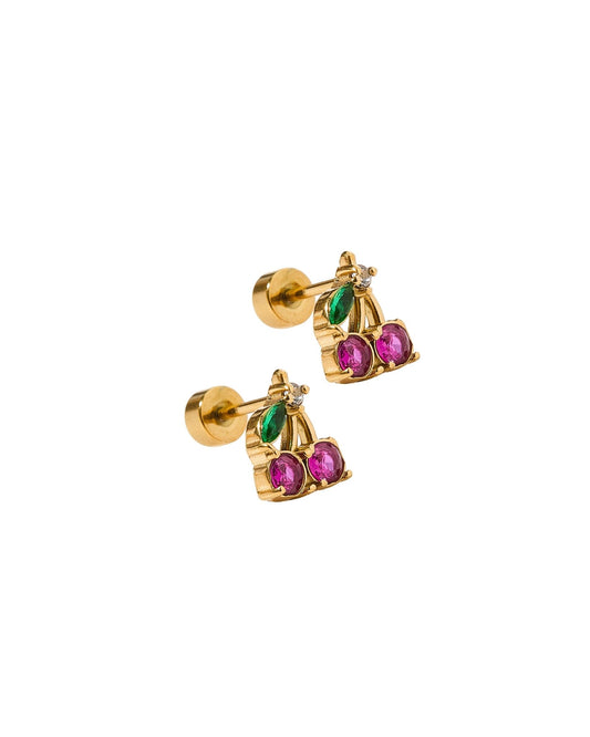 Screwback Stud Earrings - Cherry - Shop LINNY CO