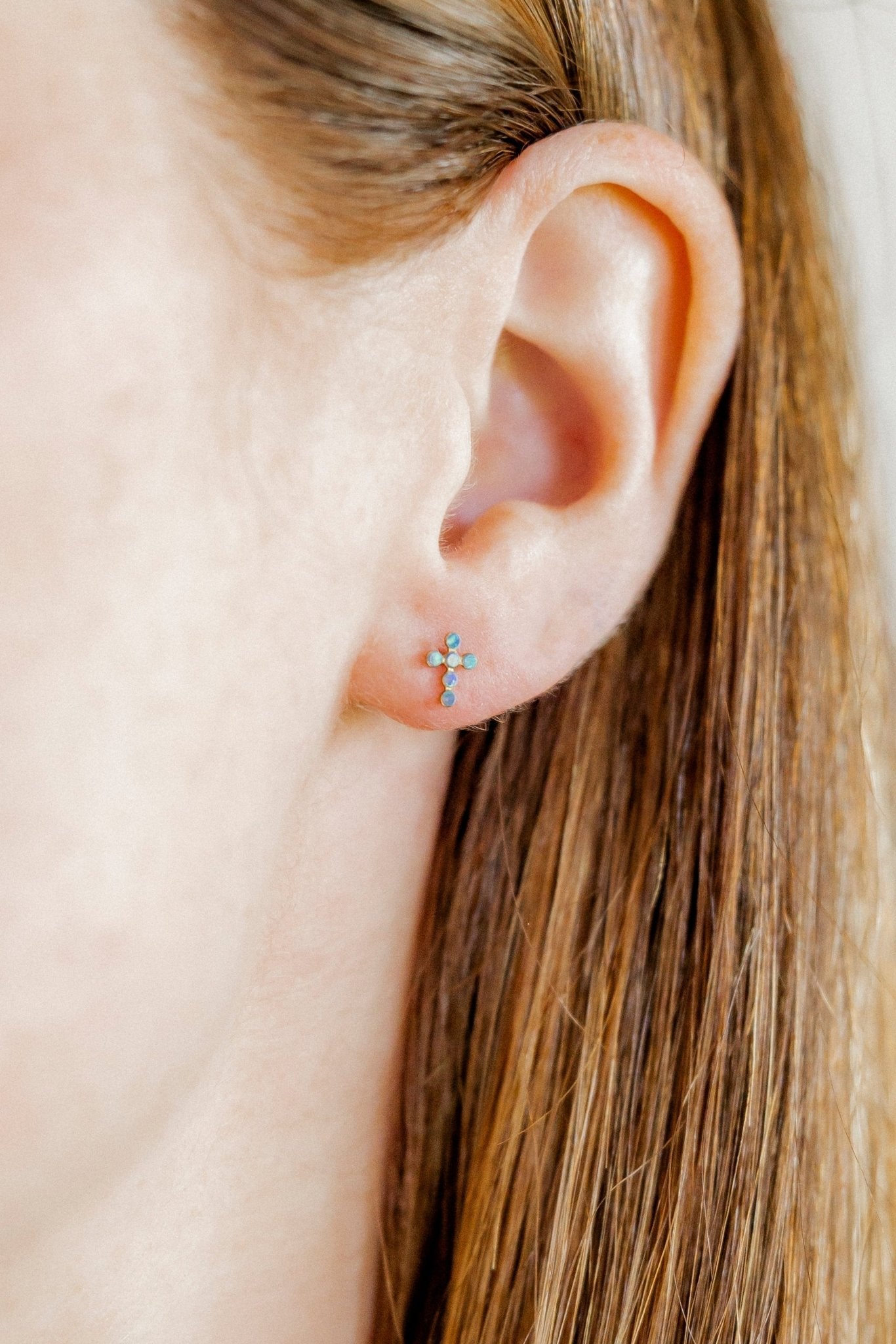 Screwback Stud Earrings - Clara Cross Abalone Shell - Shop LINNY CO