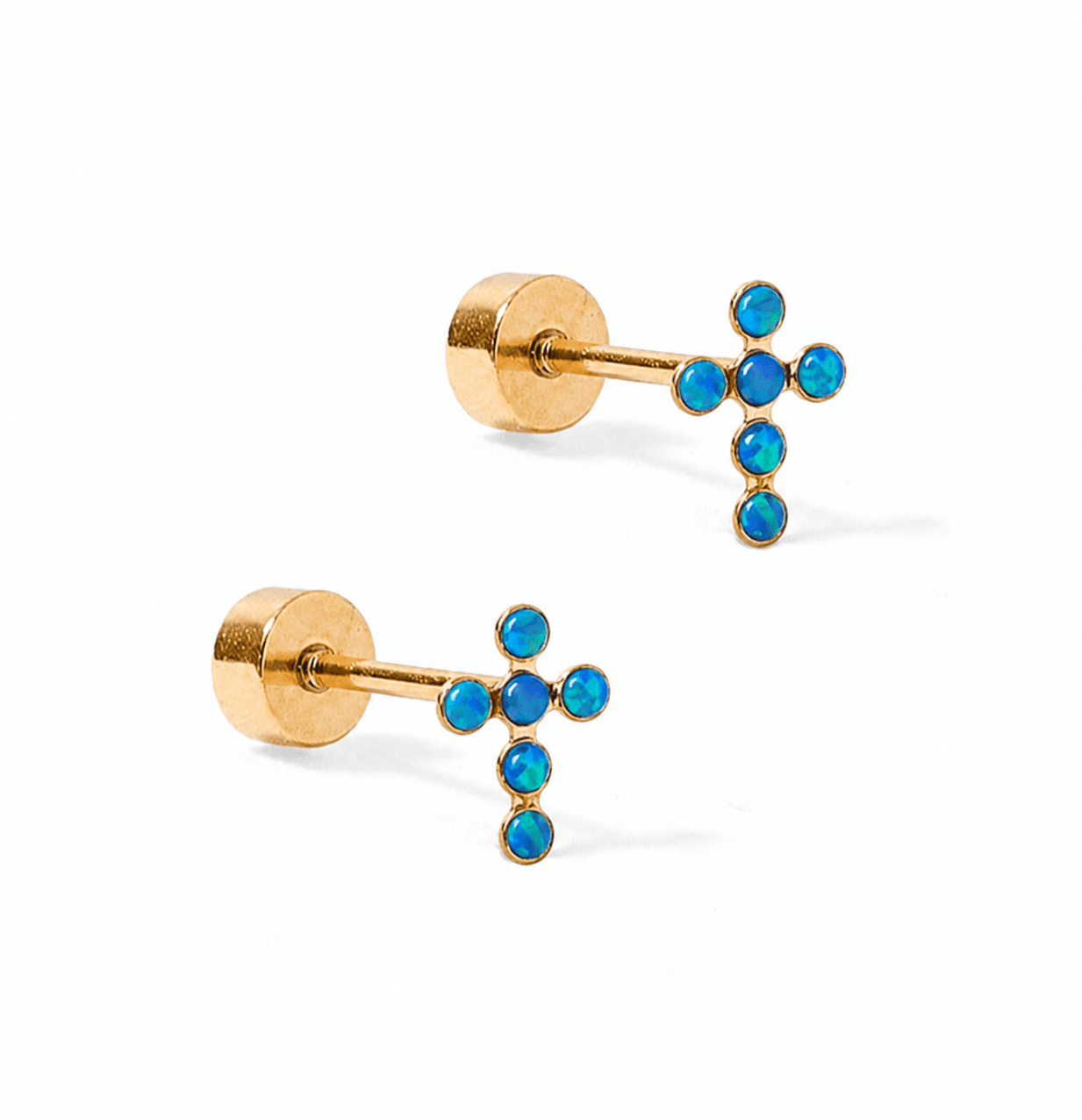 Screwback Stud Earrings - Clara Cross Abalone Shell - Shop LINNY CO