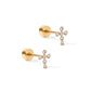 Screwback Stud Earrings - Clara Cross Gold Sparkle - Shop LINNY CO
