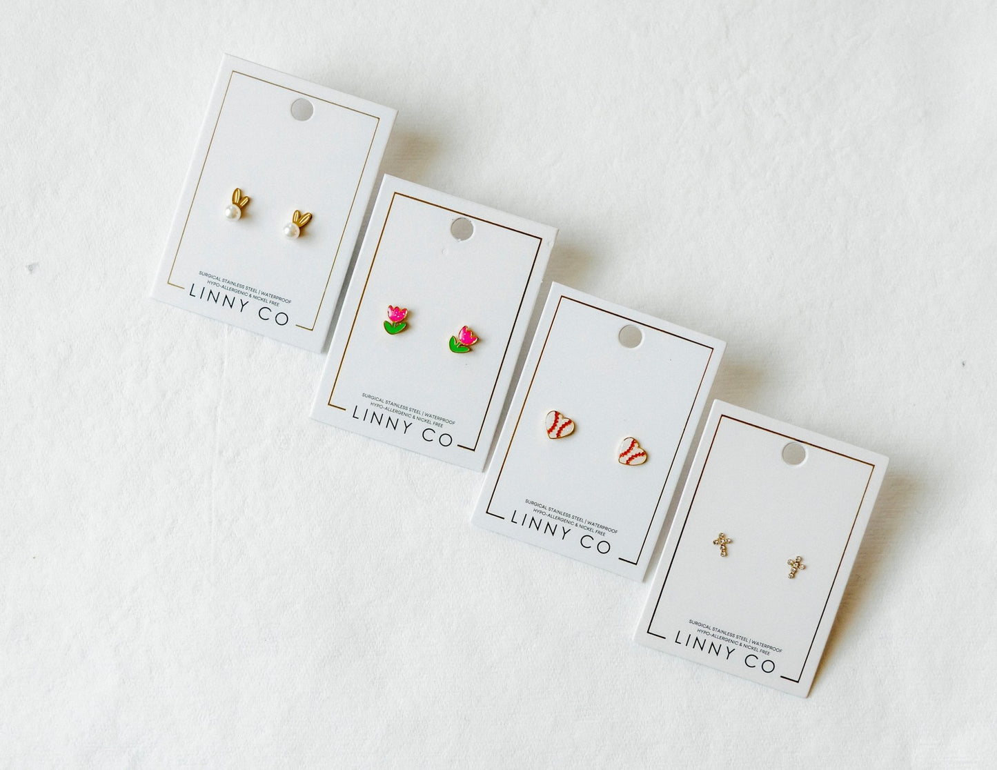 Screwback Stud Earrings - Clara Cross Gold Sparkle - Shop LINNY CO