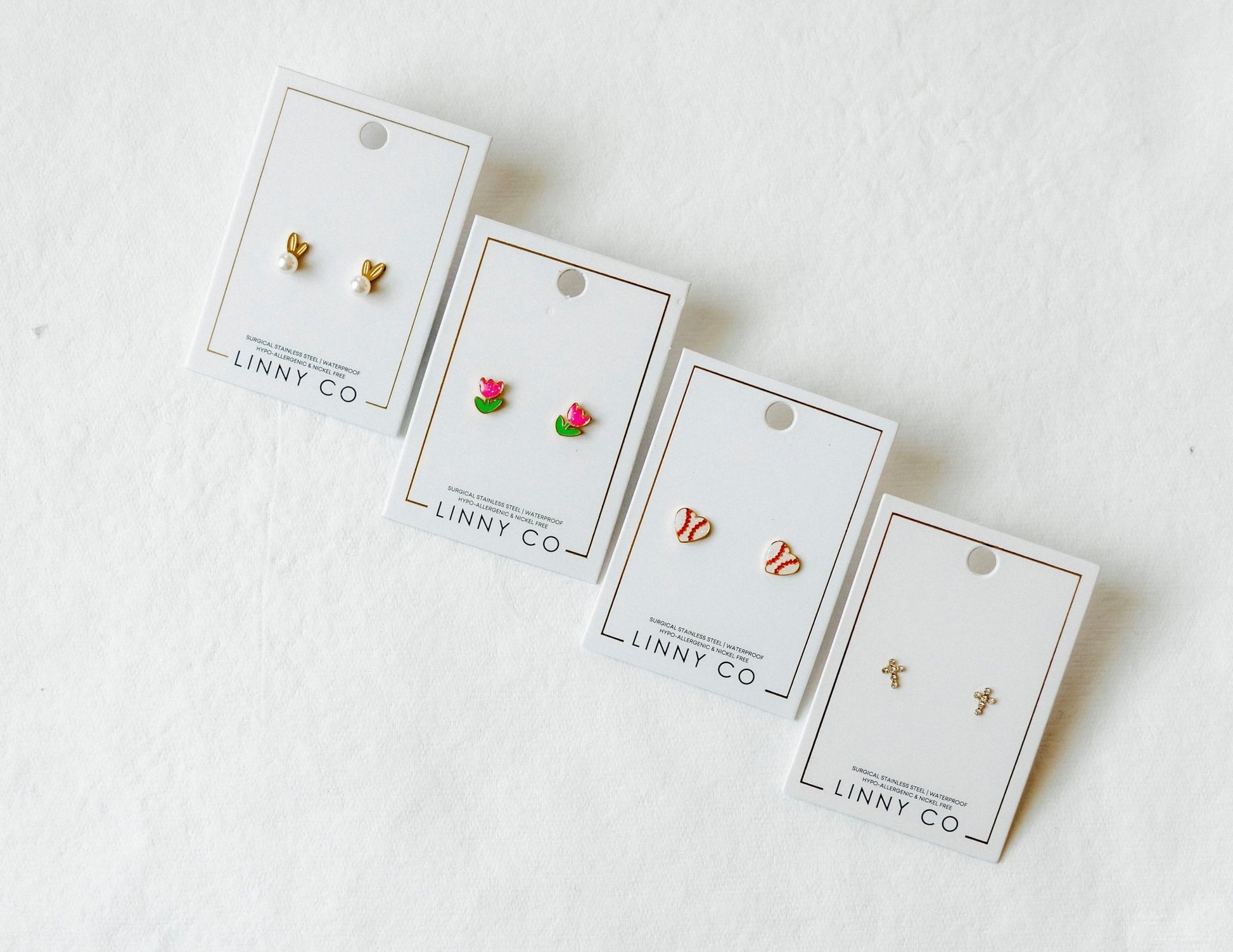 Screwback Stud Earrings - Clara Cross Gold Sparkle - Shop LINNY CO