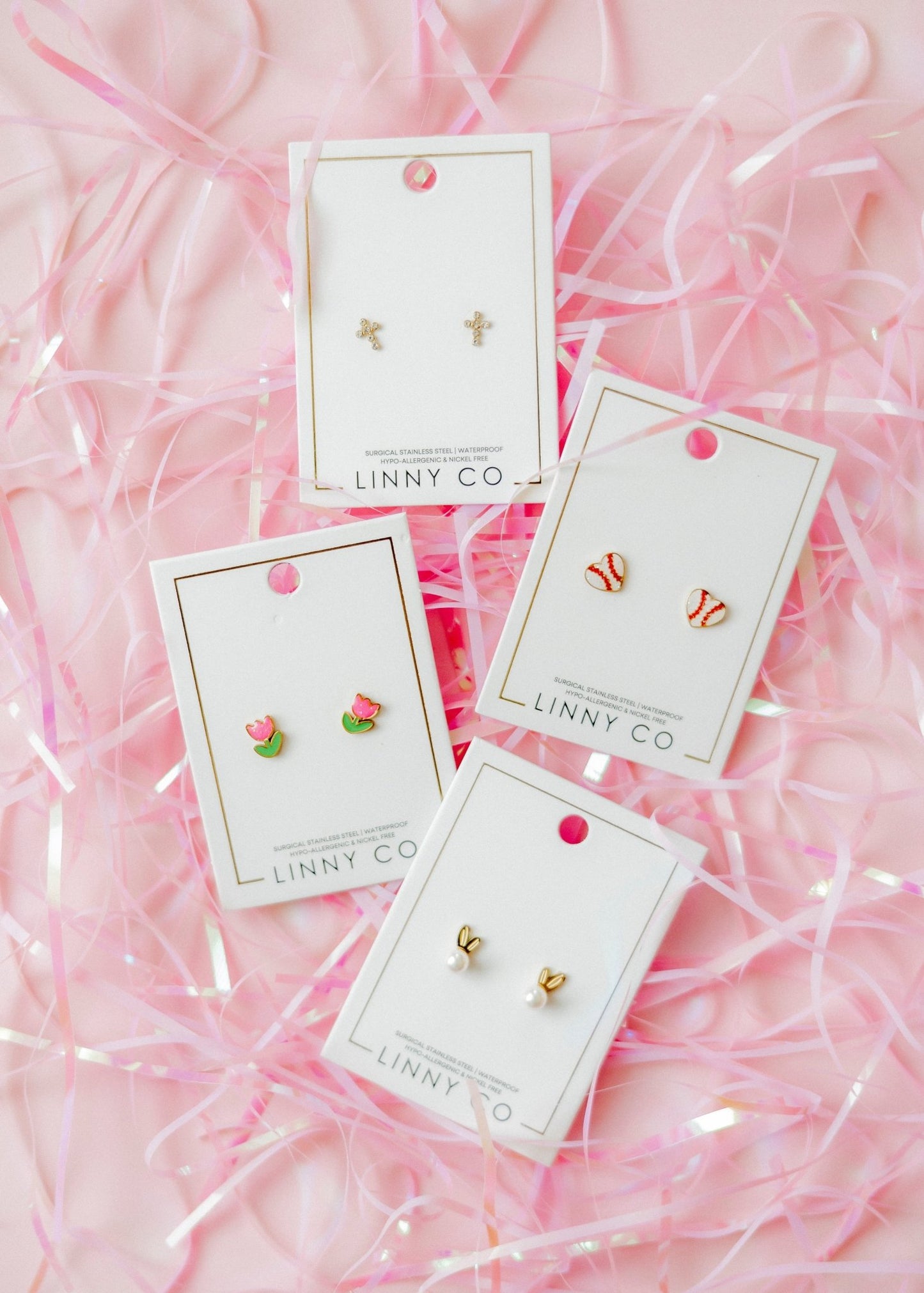 Screwback Stud Earrings - Clara Cross Gold Sparkle - Shop LINNY CO