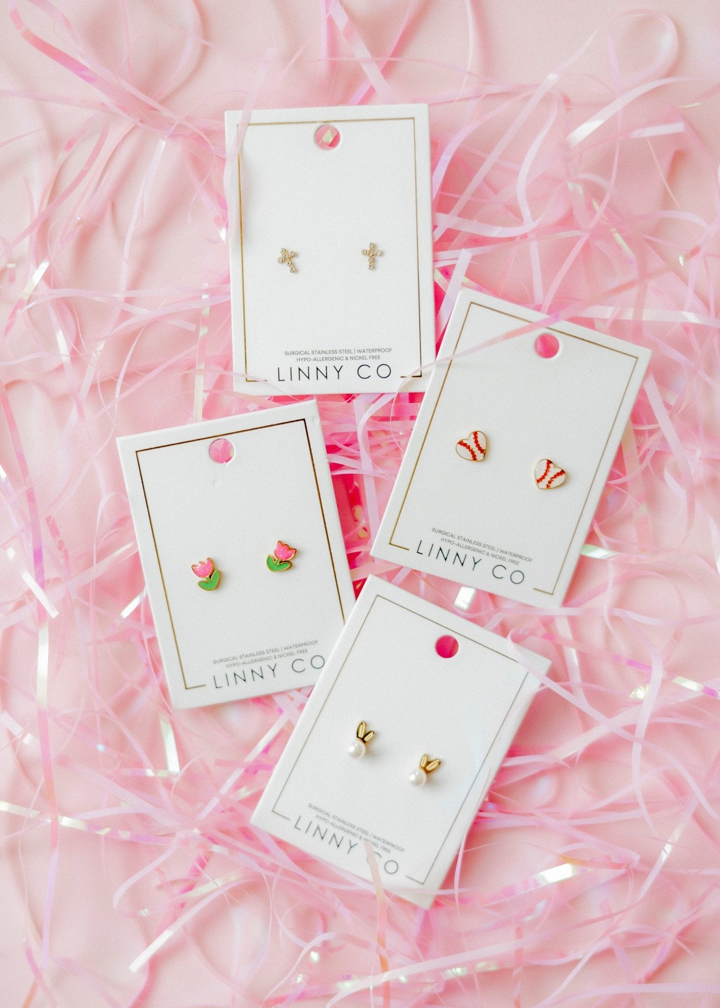 Screwback Stud Earrings - Clara Cross Gold Sparkle - Shop LINNY CO