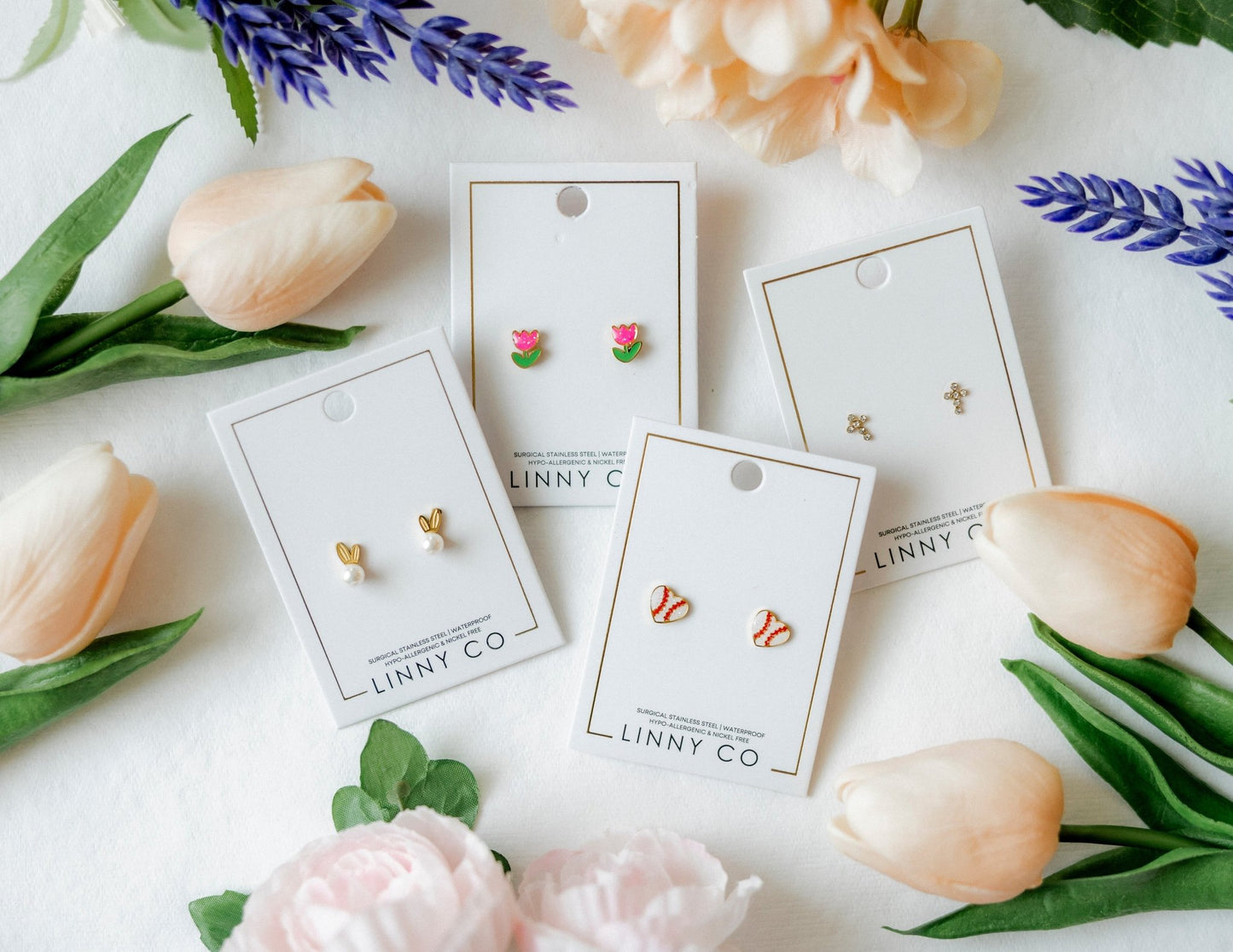 Screwback Stud Earrings - Clara Cross Gold Sparkle - Shop LINNY CO