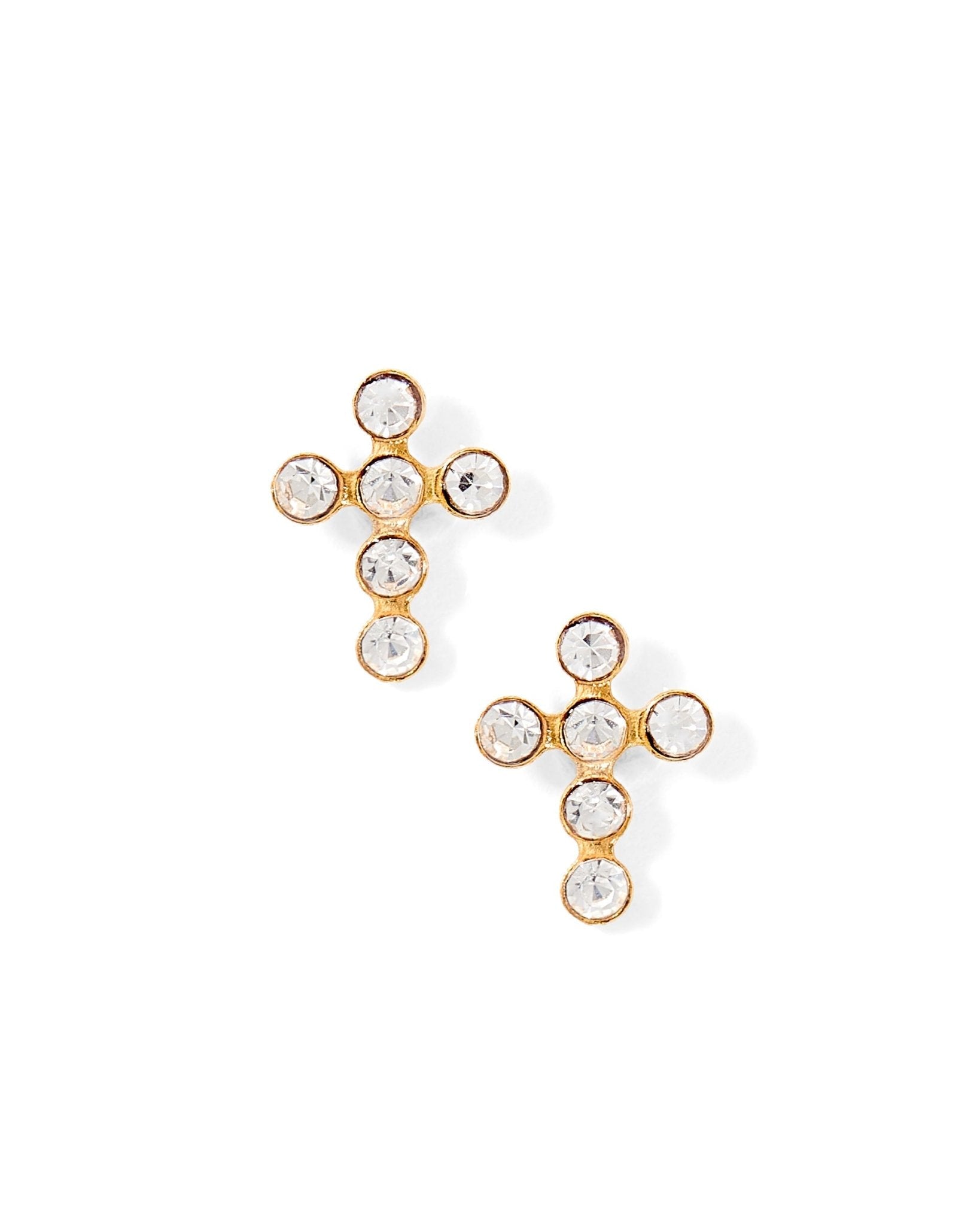 Screwback Stud Earrings - Clara Cross Gold Sparkle - Shop LINNY CO