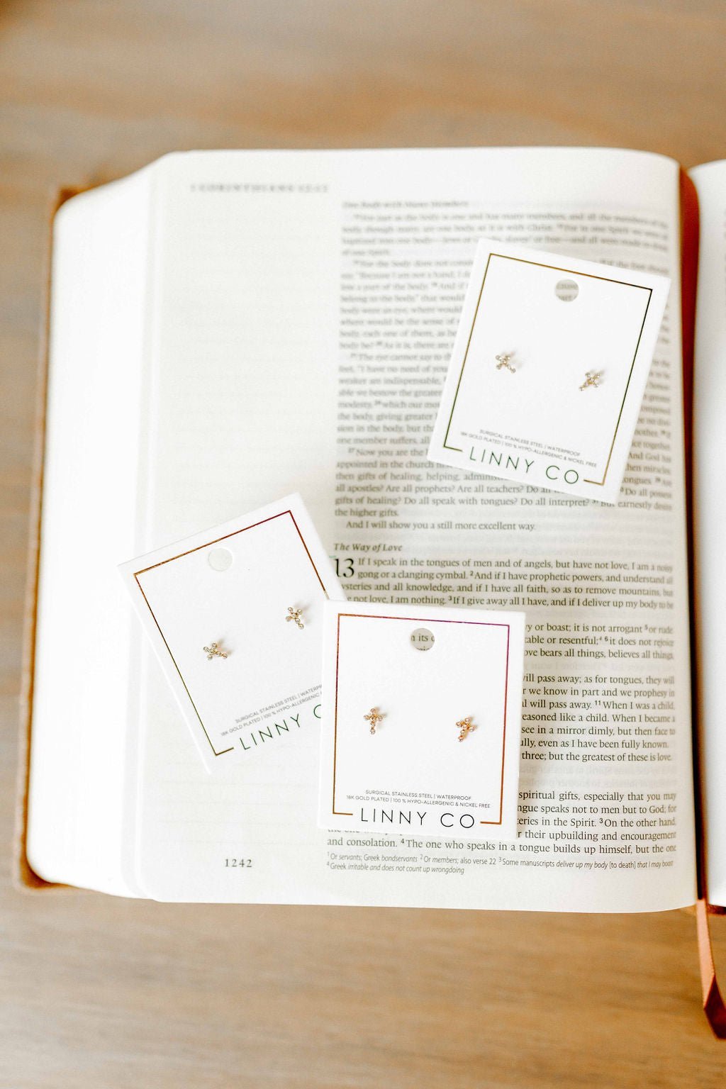 Screwback Stud Earrings - Clara Cross Gold Sparkle - Shop LINNY CO