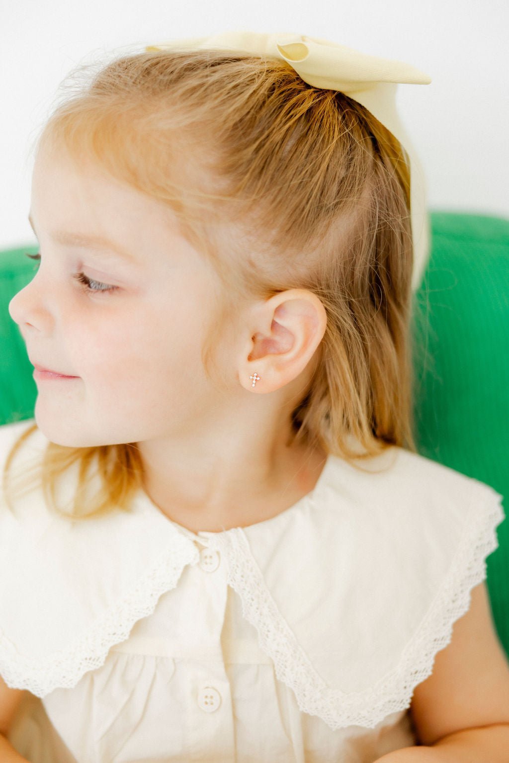 Screwback Stud Earrings - Clara Cross Gold Sparkle - Shop LINNY CO