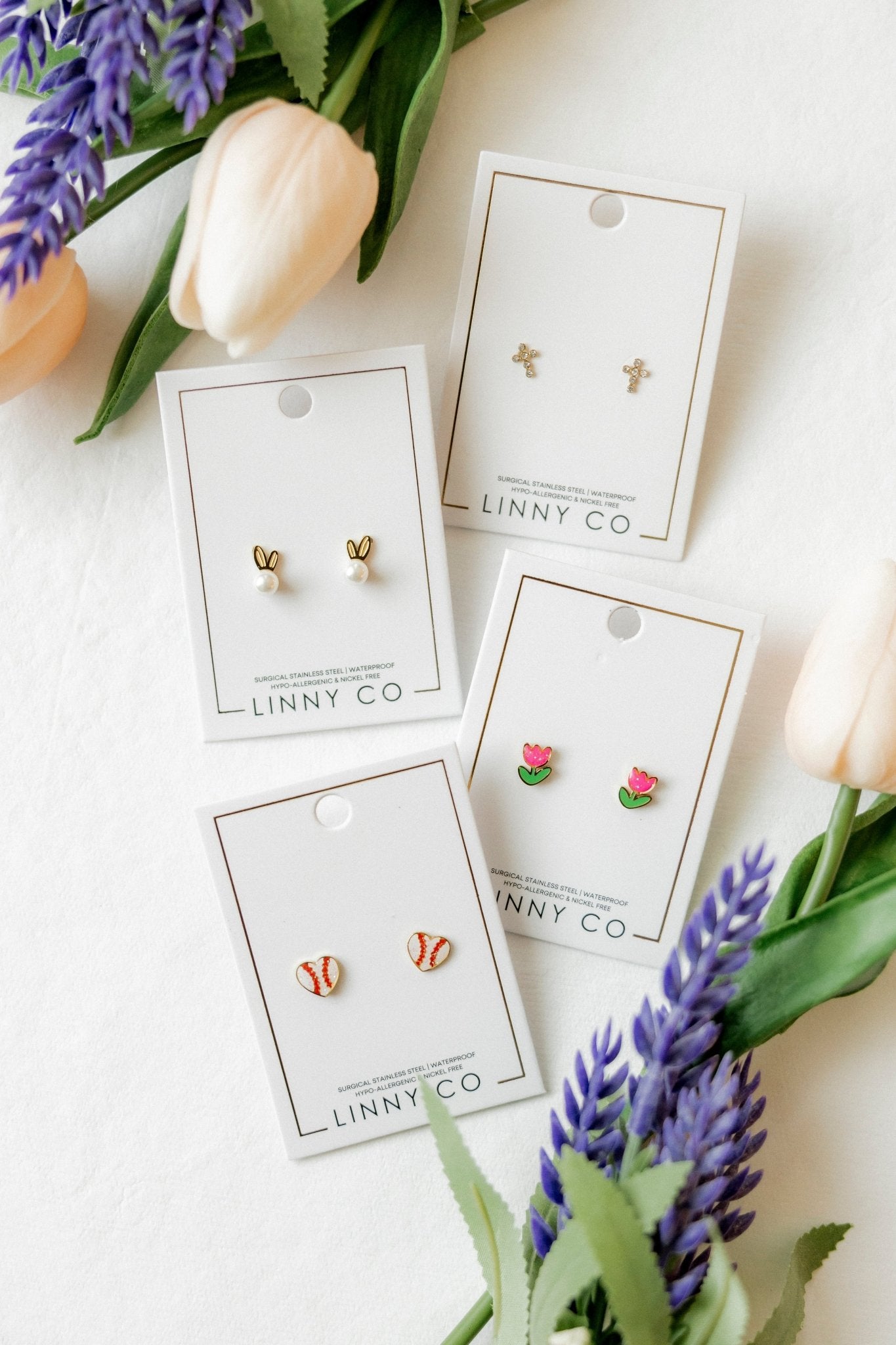 Screwback Stud Earrings - Clara Cross Gold Sparkle - Shop LINNY CO