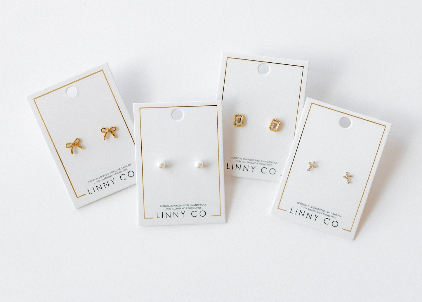 Screwback Stud Earrings - Clara Cross Gold Sparkle - Shop LINNY CO