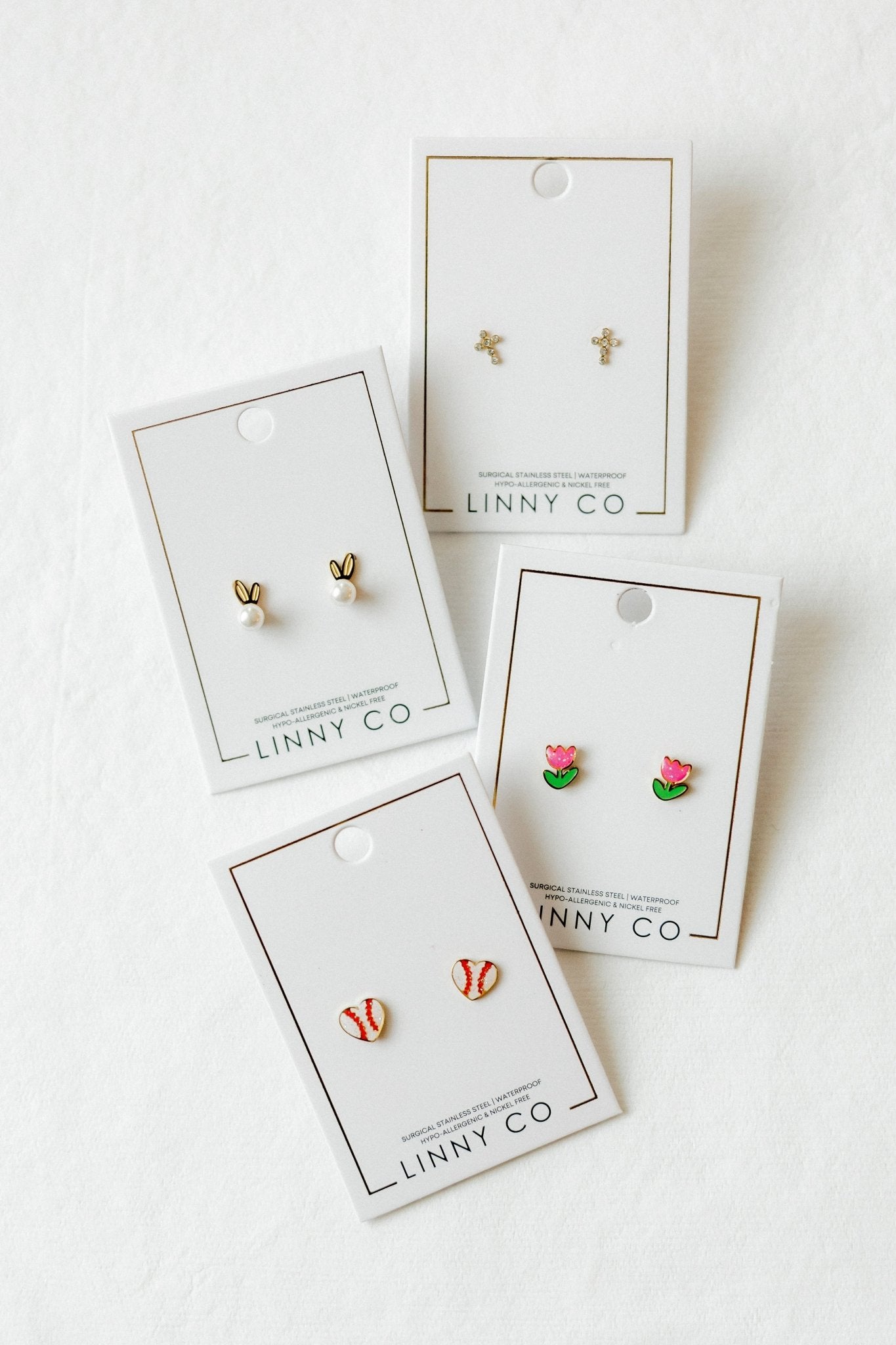 Screwback Stud Earrings - Clara Cross Gold Sparkle - Shop LINNY CO