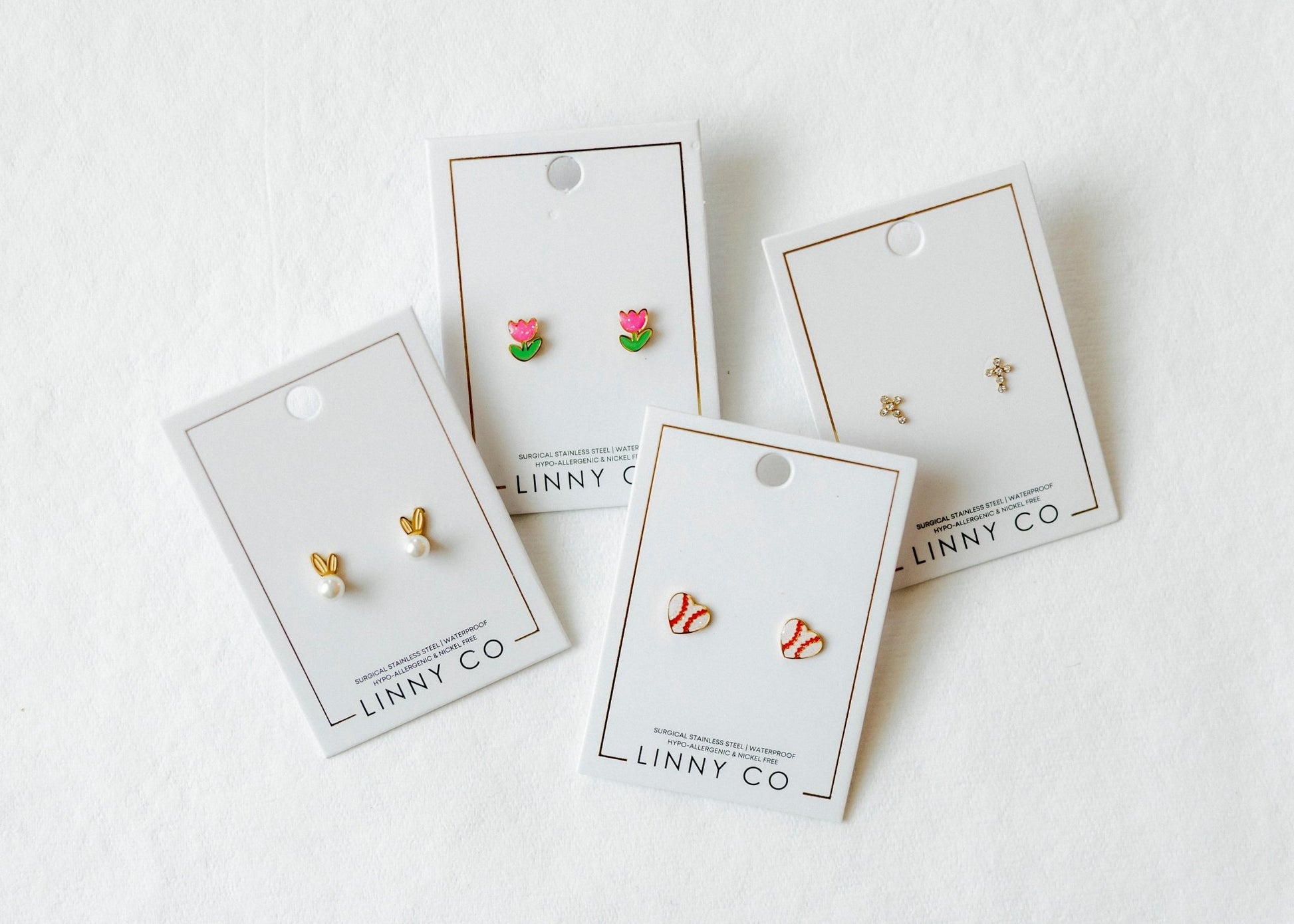 Screwback Stud Earrings - Clara Cross Gold Sparkle - Shop LINNY CO