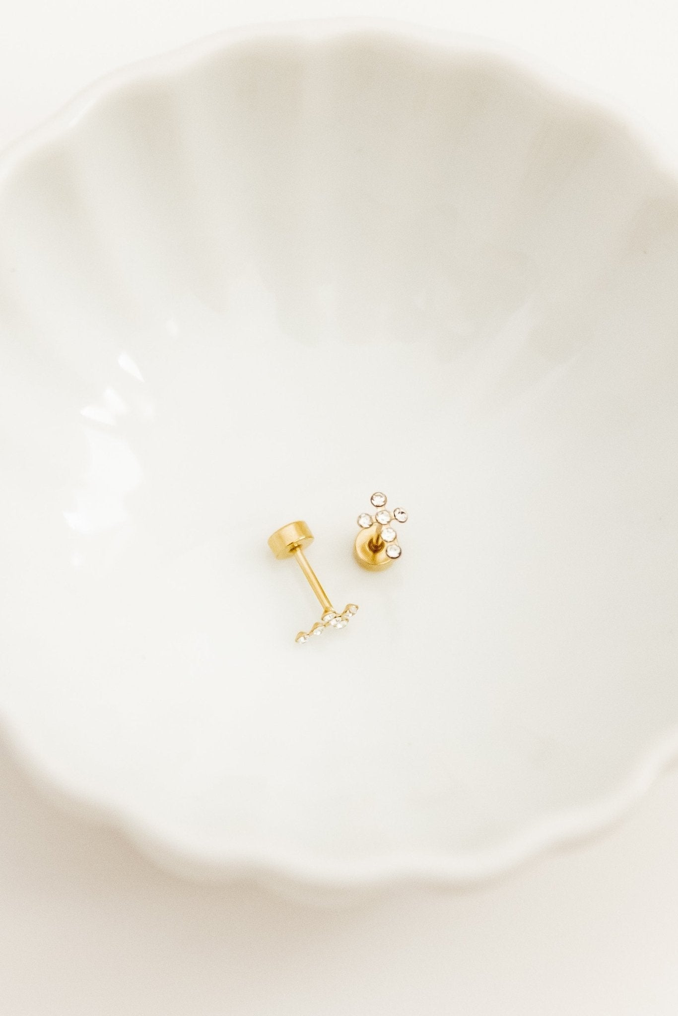 Screwback Stud Earrings - Clara Cross Gold Sparkle - Shop LINNY CO