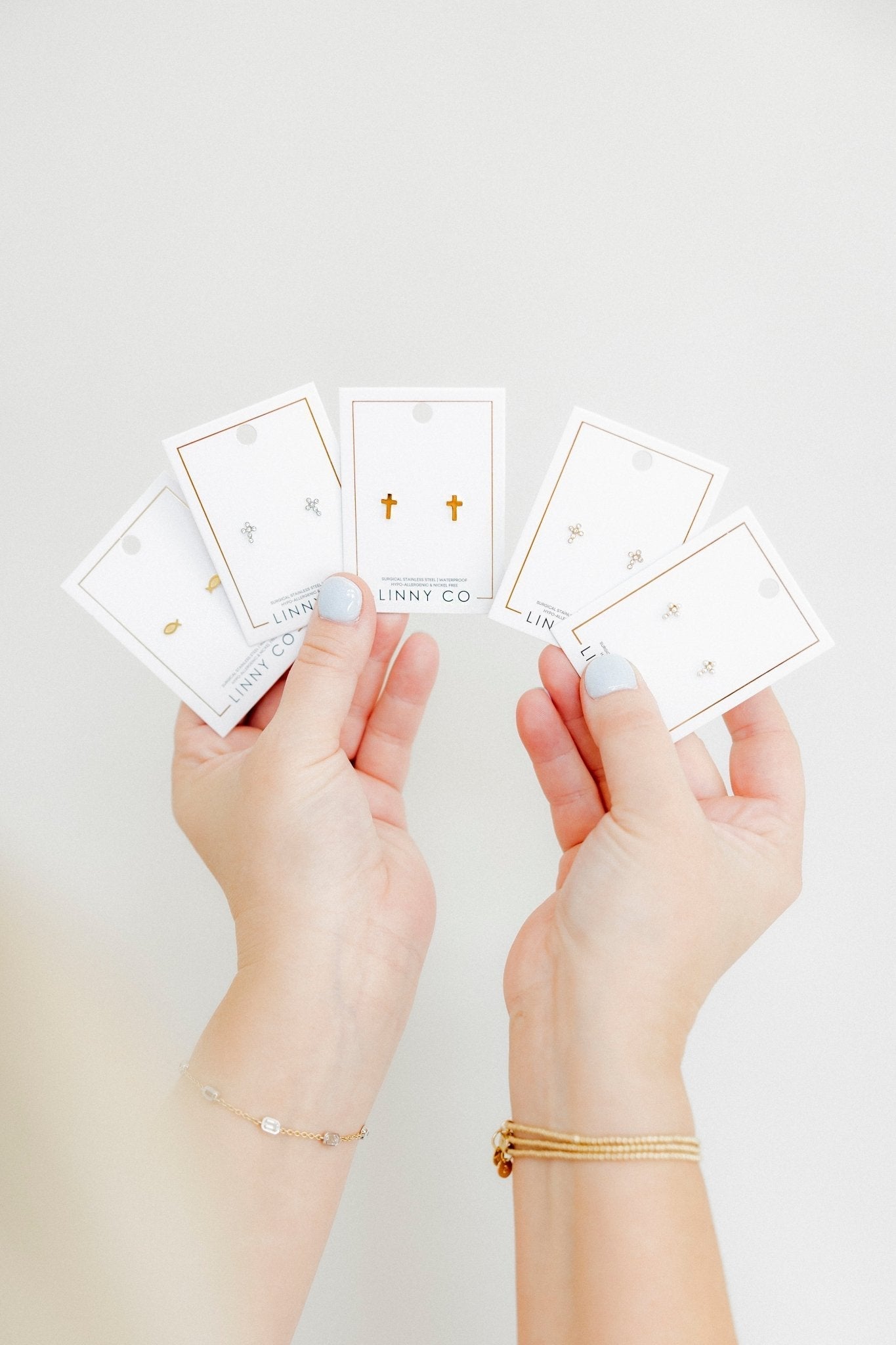 Screwback Stud Earrings - Clara Cross Pearl - Shop LINNY CO